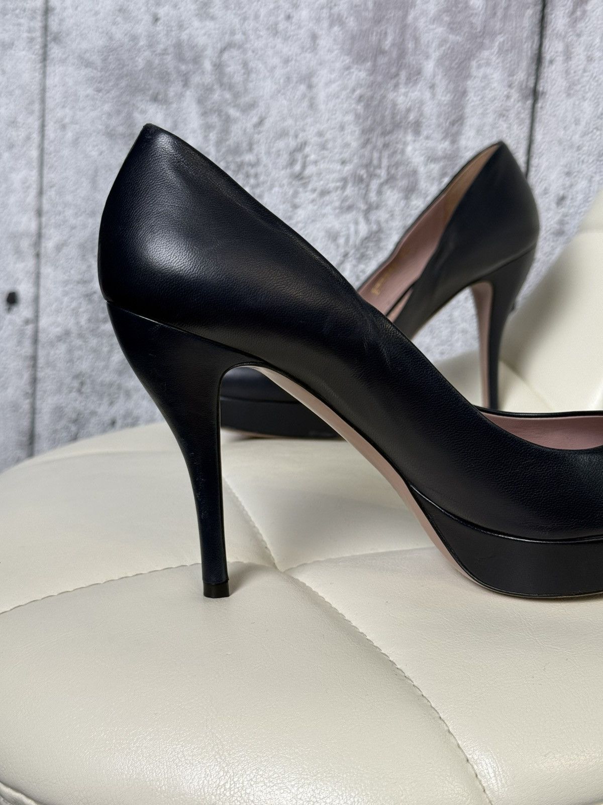 Gucci Gucci Dark Navy Leather Platform Pumps Heels Shoes (309999) Size US 7 / IT 37 - 7 Thumbnail