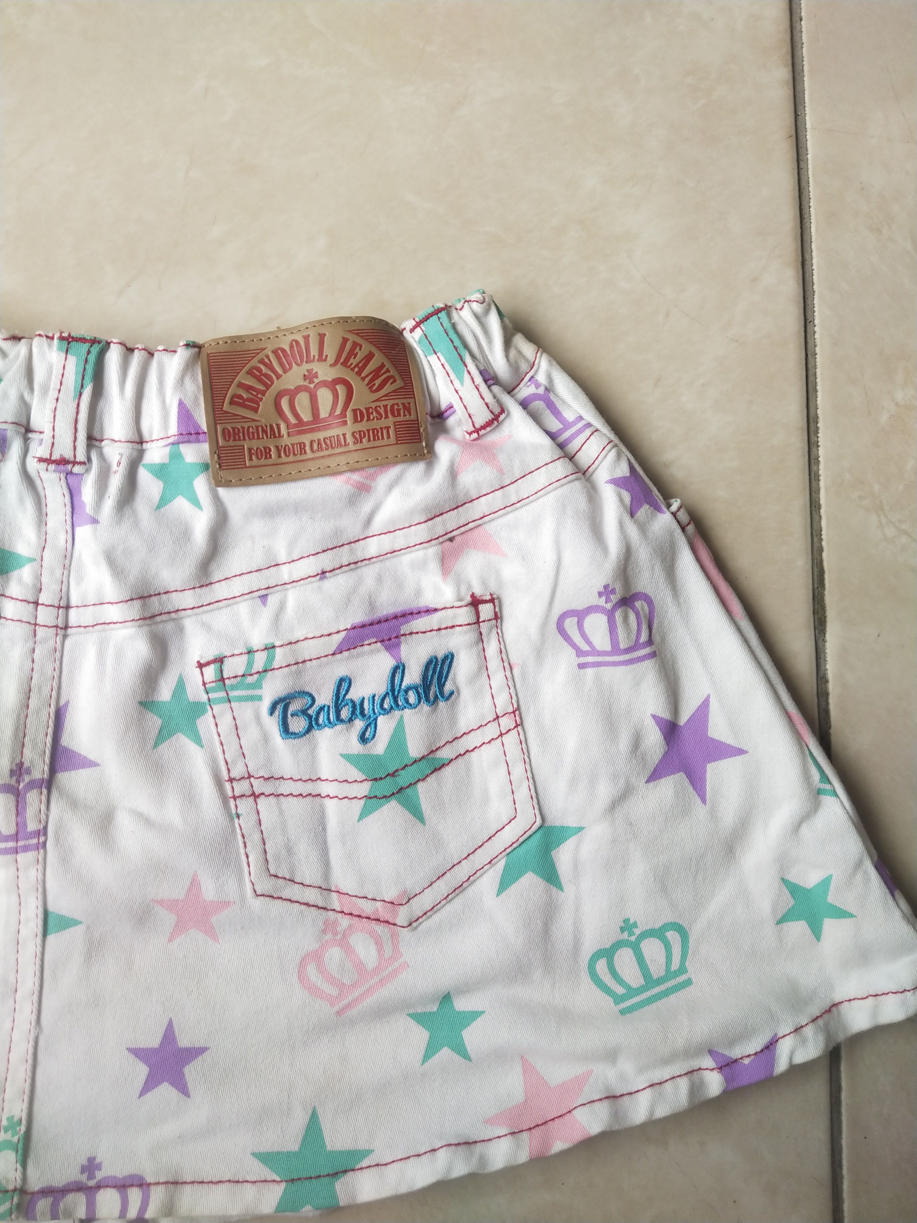 Angel Blue Babydoll Star & Crown Print Skirt Y2K Japanese Brand Size 26" / US 2 / IT 38 - 2 Thumbnail