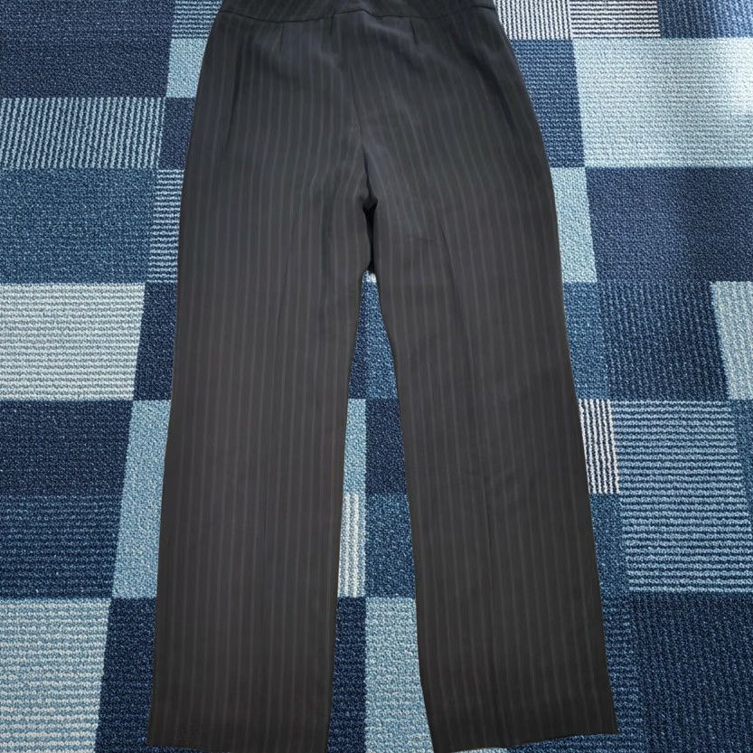 Ann Taylor Loft Dress Pants Women 8 Black Mid-Rise Bootcut Striped Lined Zip Closure Casual Size 30" / US 8 / IT 44 - 1 Thumbnail
