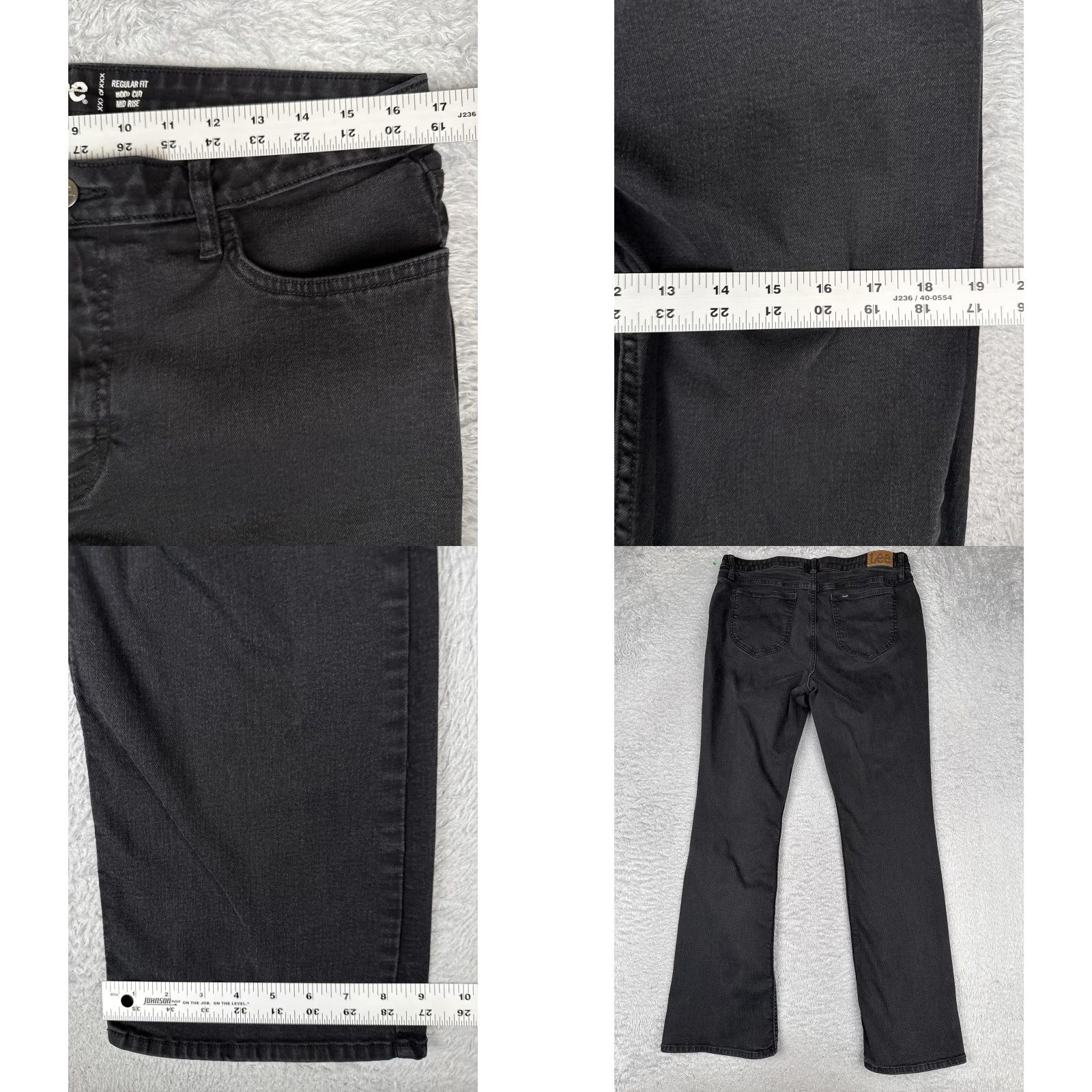 Lee Lee Bootcut Jeans Womens 16 Black Dark Wash Mid Rise Stretch Denim Cotton 34x31 Size 38" / US 16 / IT 52 - 9 Thumbnail