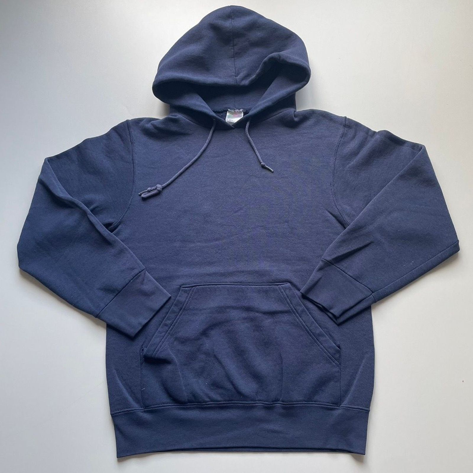 Fruit Of The Loom Vintage 90s Sun Faded Blank Basic Hoodie Small Navy Blue USA Size US S / EU 44-46 / 1 - 1 Thumbnail