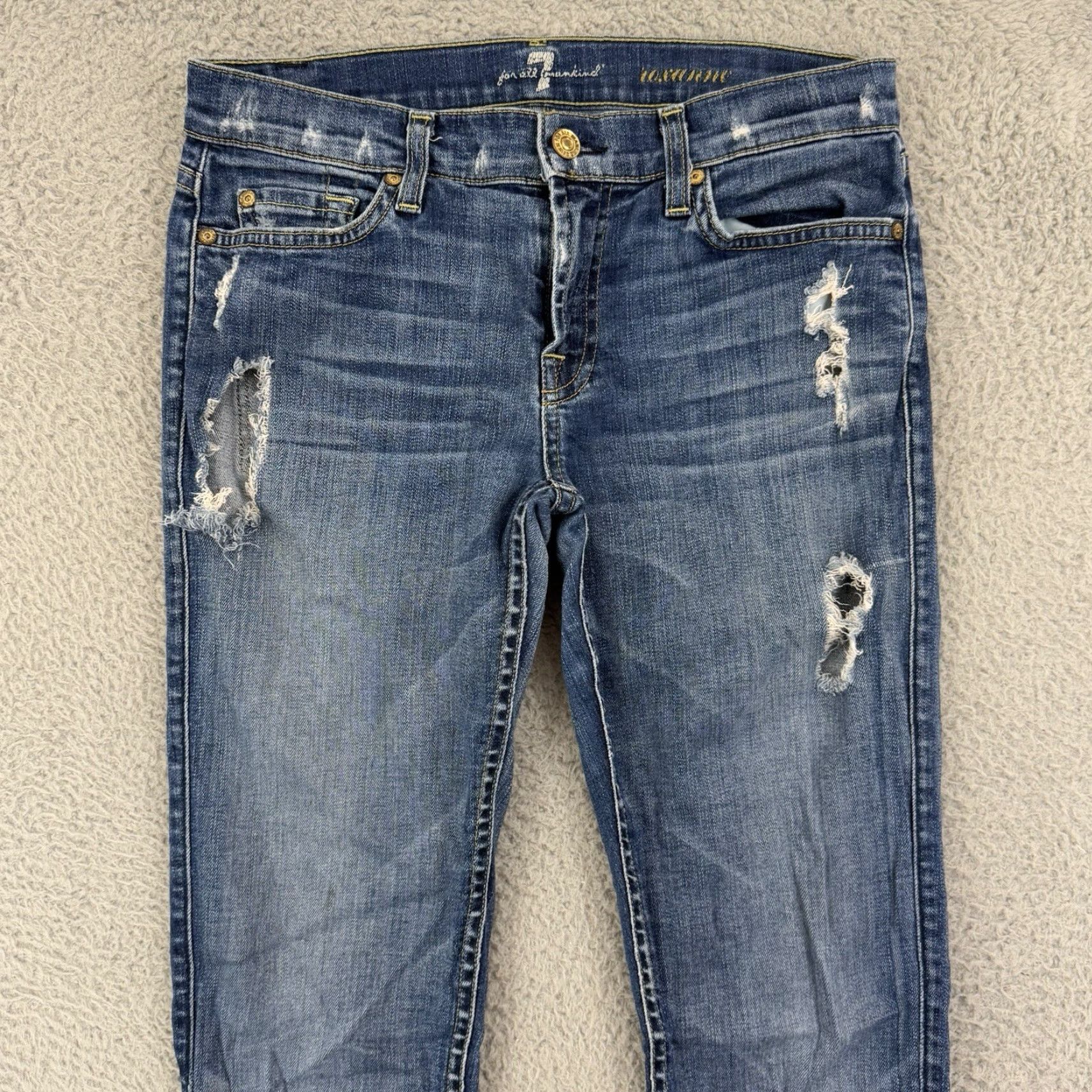 7 For All Mankind 7 For All Mankind Jeans Womens 29 Blue Roxanne Denim 30x32 Ankle Denim Casual Capri 80s Bohemian Hippie Womens Jeans Size 29" - 3 Thumbnail