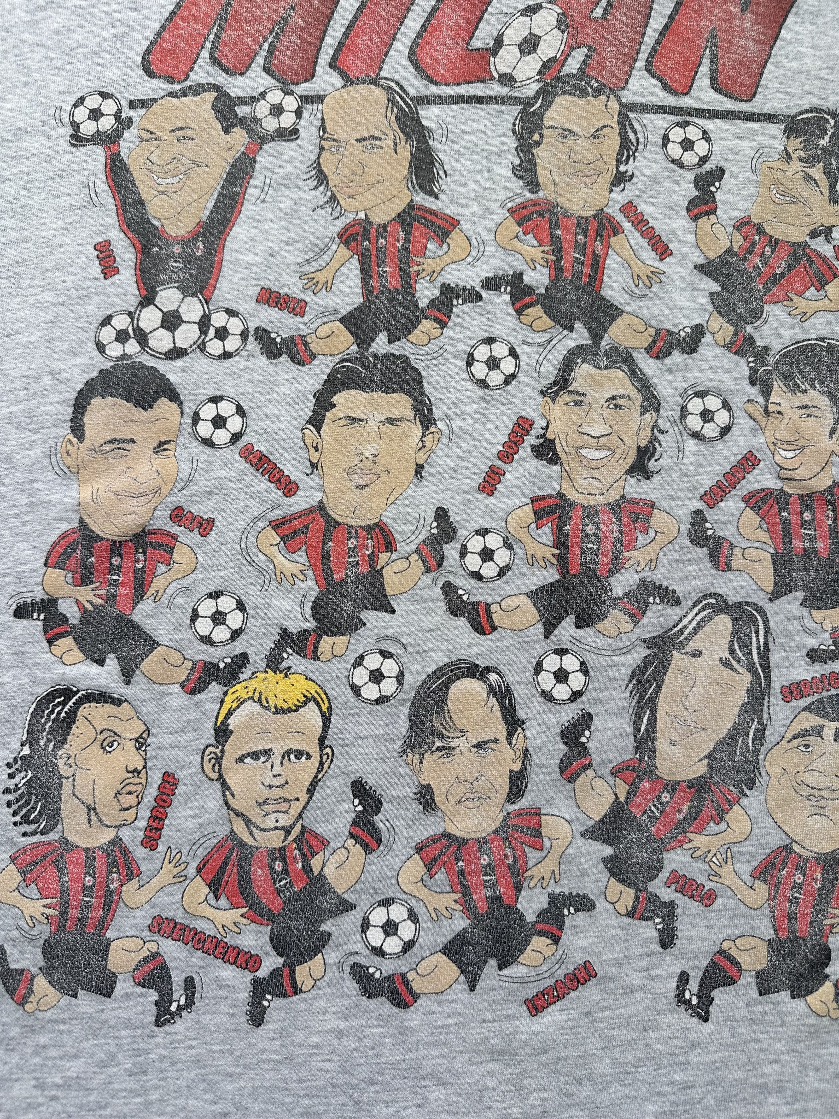 Vintage Rare Vintage AC Milan Team Caricature Graphic T-Shirt Soccer Size US L / EU 52-54 / 3 - 4 Thumbnail