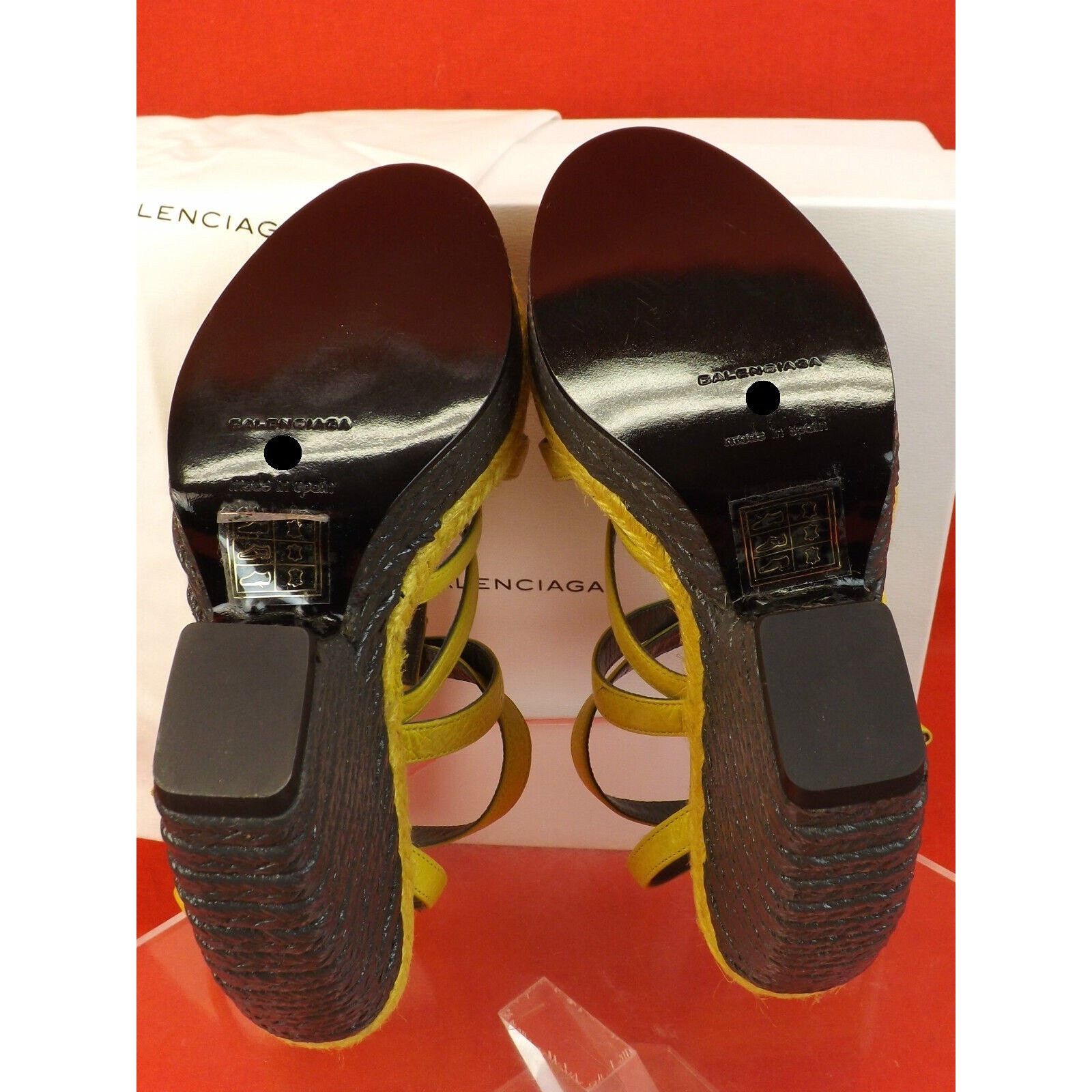 Balenciaga BALENCIAGA ARENA YELLOW LEATHER WEDGE STUDDED SANDAL 40 $745 Size US 10 / IT 40 - 11 Thumbnail