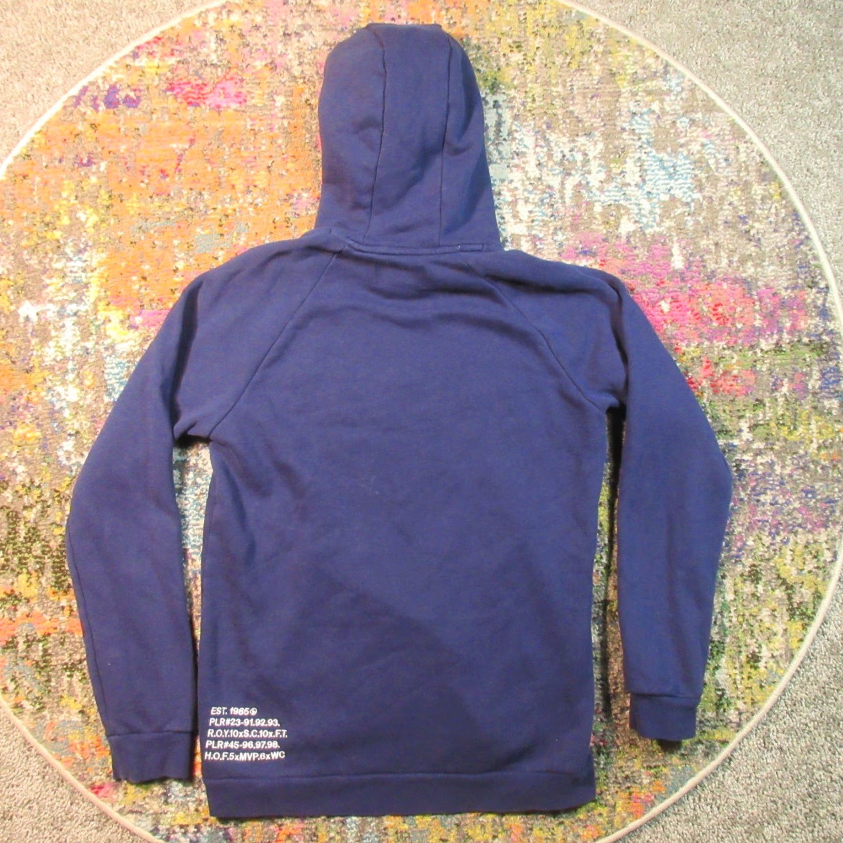 Jordan Brand Nike Air Jordan Hoodie Mens M Navy Hooded Sweatshirt Jumpman Print Zip Front Round Neck Logo Pullover Fleece Blue Regular Fit Sports USA Men Size US M / EU 48-50 / 2 - 2 Thumbnail