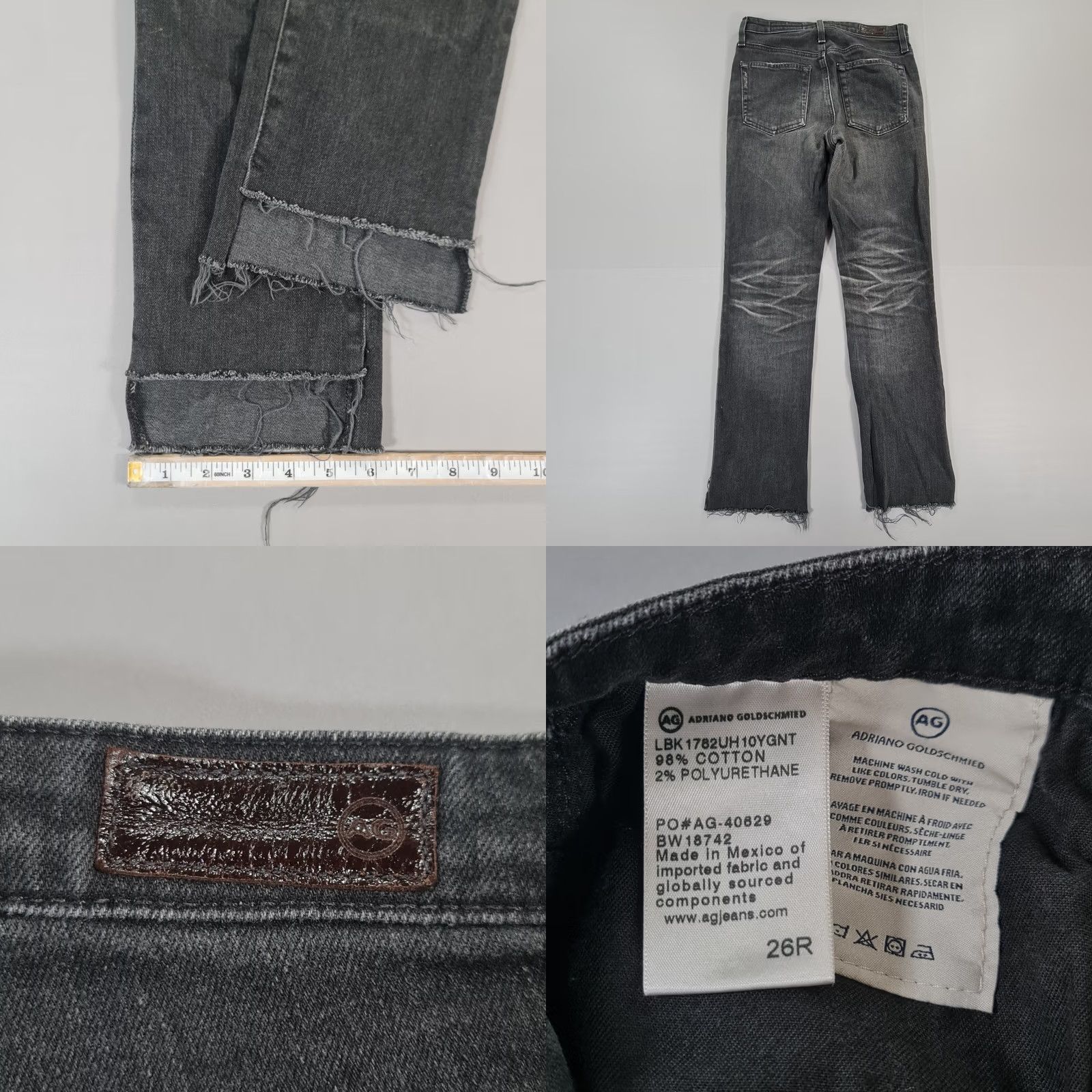 Vintage AG Adriano Goldschmied Womens Jeans Grey W26 L26 Isabelle Button Up High Rise Cropped Slim Fit Five Pocket Denim Buttoned Rise High Vintage: No Size 26" / US 2 / IT 38 - 8 Thumbnail