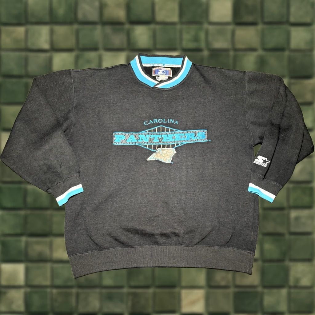 Starter VINTAGE Starter Carolina Panthers Sweatshirt Large 90s Gray NFL Pullover Unisex Adults L Crew Neck Long Sleeve Logo Size US L / EU 52-54 / 3 - 1 Thumbnail