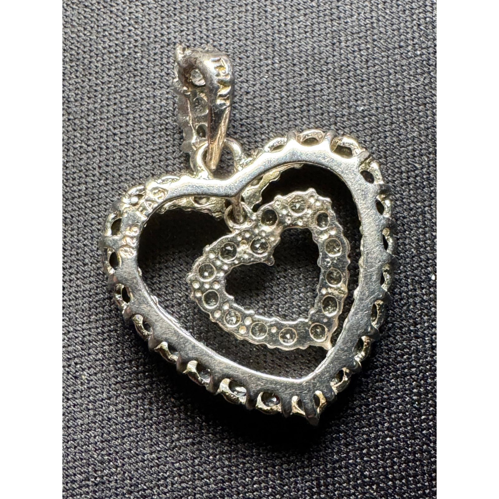Other 925 Sterling Double Heart Pendant Blue and White Topaz Size ONE SIZE - 5 Thumbnail