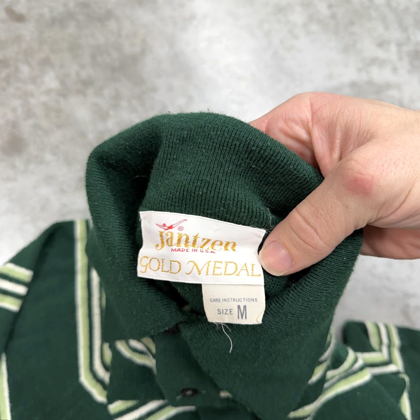 Jantzen VINTAGE Jantzen Sweater Mens Medium Green Collared Striped Knit Pullover Size US M / EU 48-50 / 2 - 4 Thumbnail