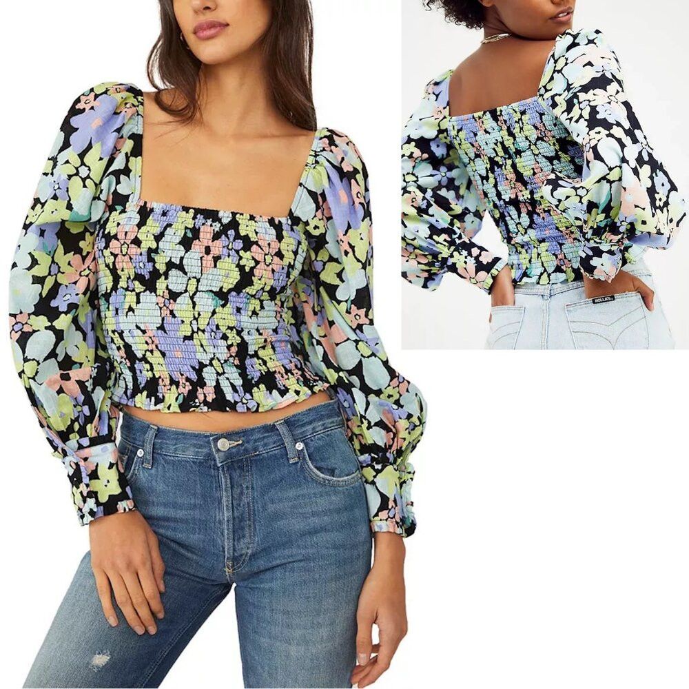 Free People NWT New $98 Free People Ariana Printed Crop Top Size XS Size XS / US 0-2 / IT 36-38 - 1 Thumbnail