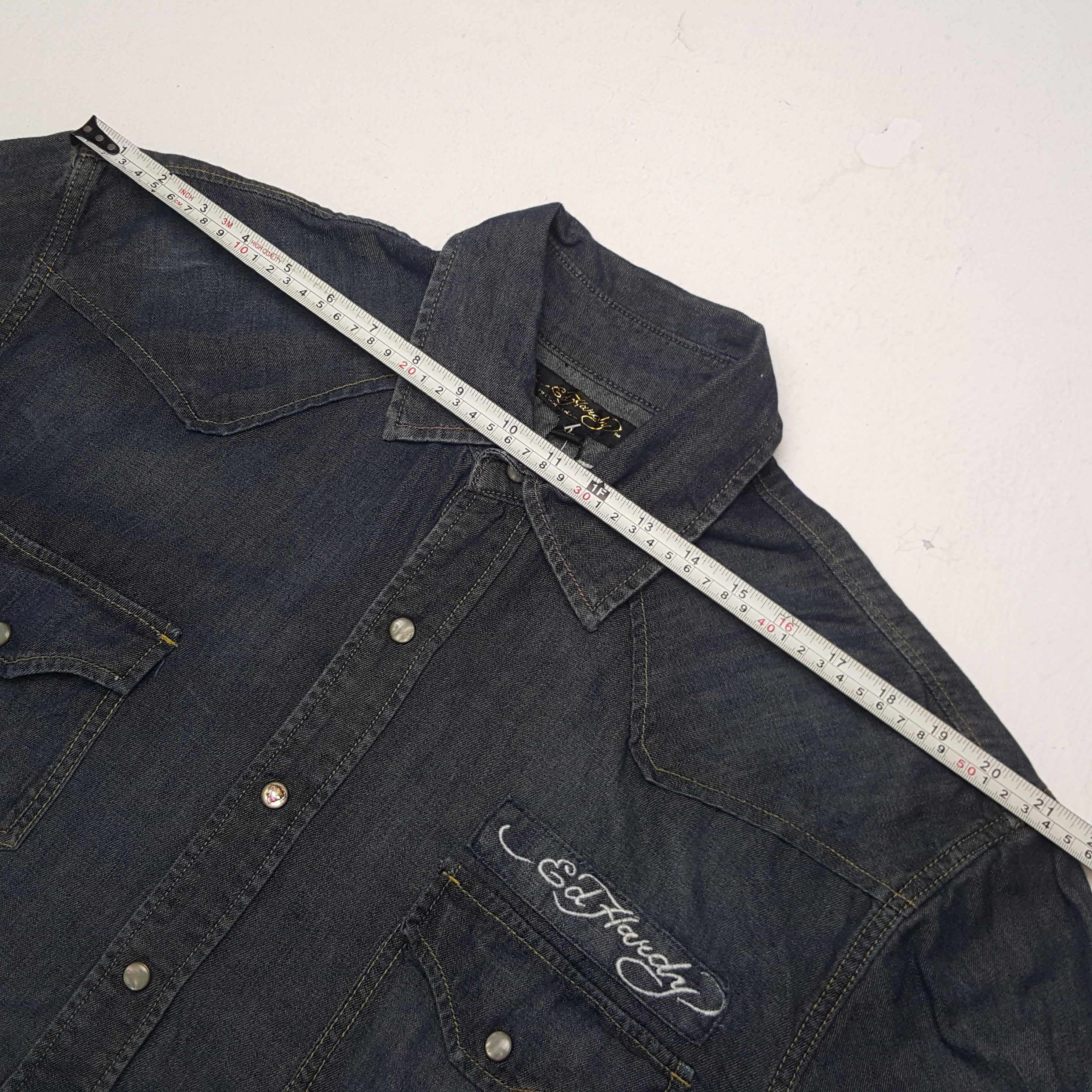 Ed Hardy × Vintage Vintage Ed Hardy Denim Style Button Up Shirt Size US L / EU 52-54 / 3 - 6 Thumbnail