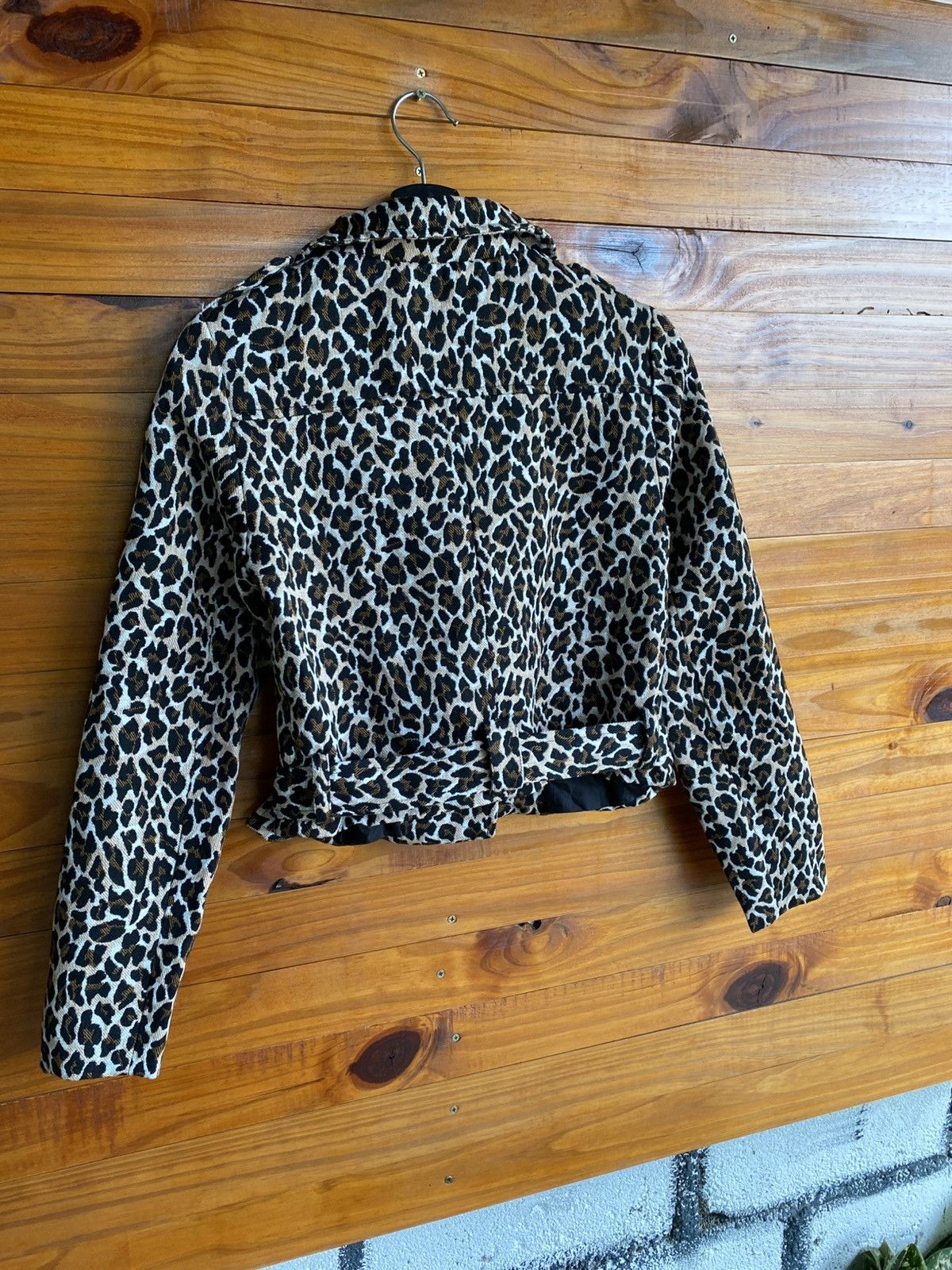 Vintage Just Jeans Leopard Print Cropped Biker Jacket Statement Size M / US 6-8 / IT 42-44 - 13 Thumbnail