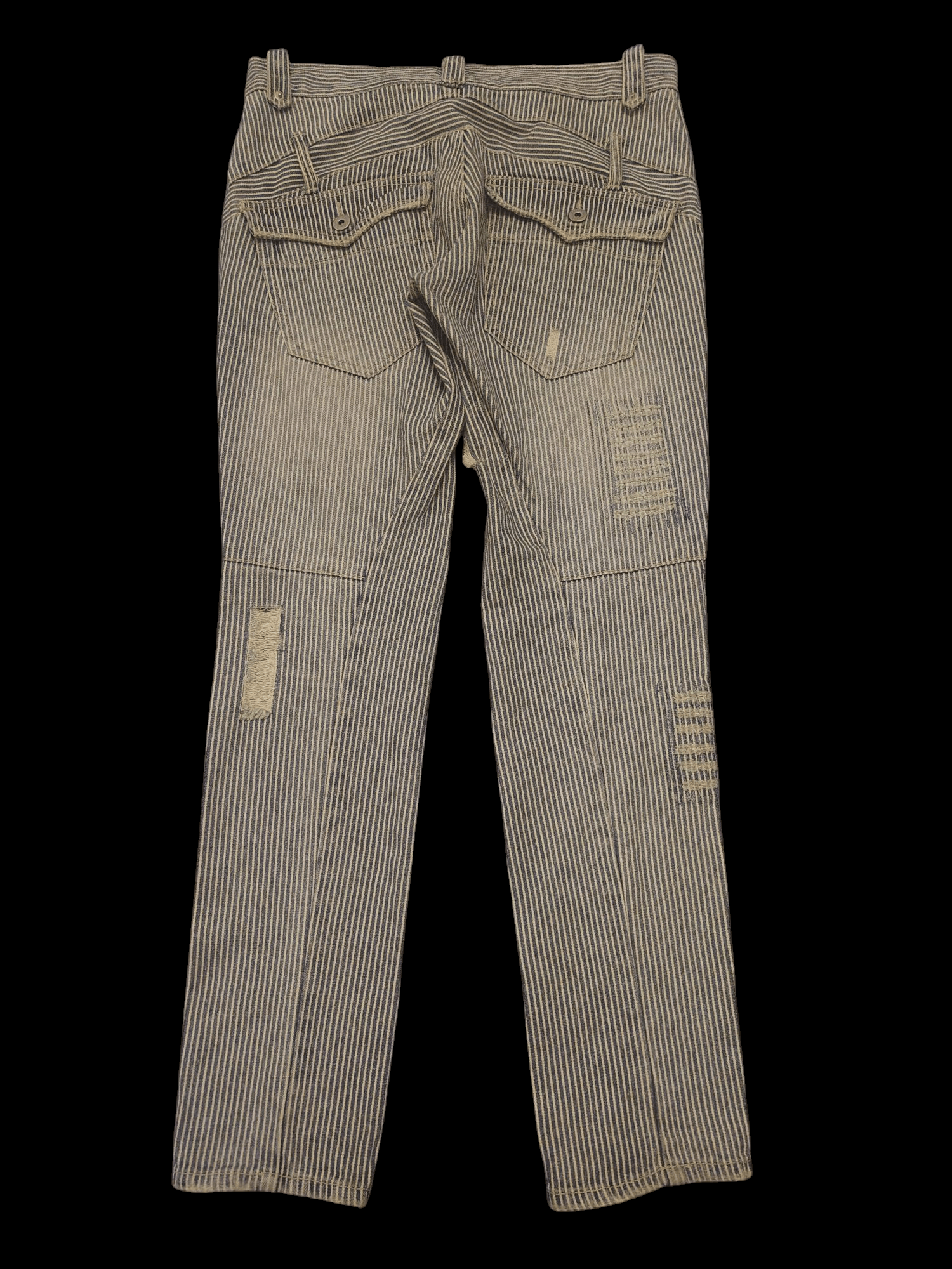 If Six Was Nine × Japanese Brand 💥Insane hickory stripe worker pants twist leg skinny design Size US 30 / EU 46 - 1 Thumbnail