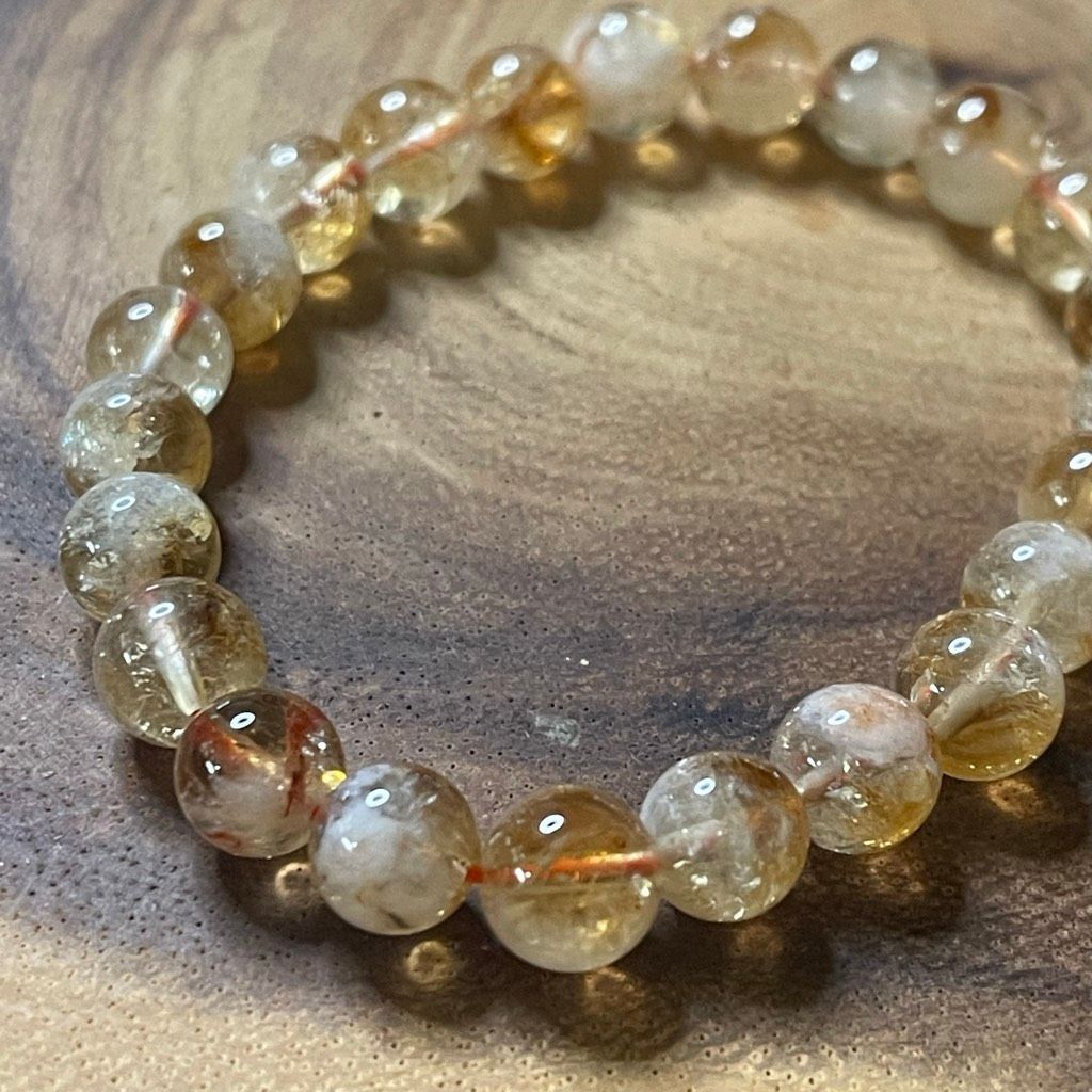 Other Citrine beaded beads stretch bracelet 8mm yellow clear cryst Size ONE SIZE - 6 Thumbnail