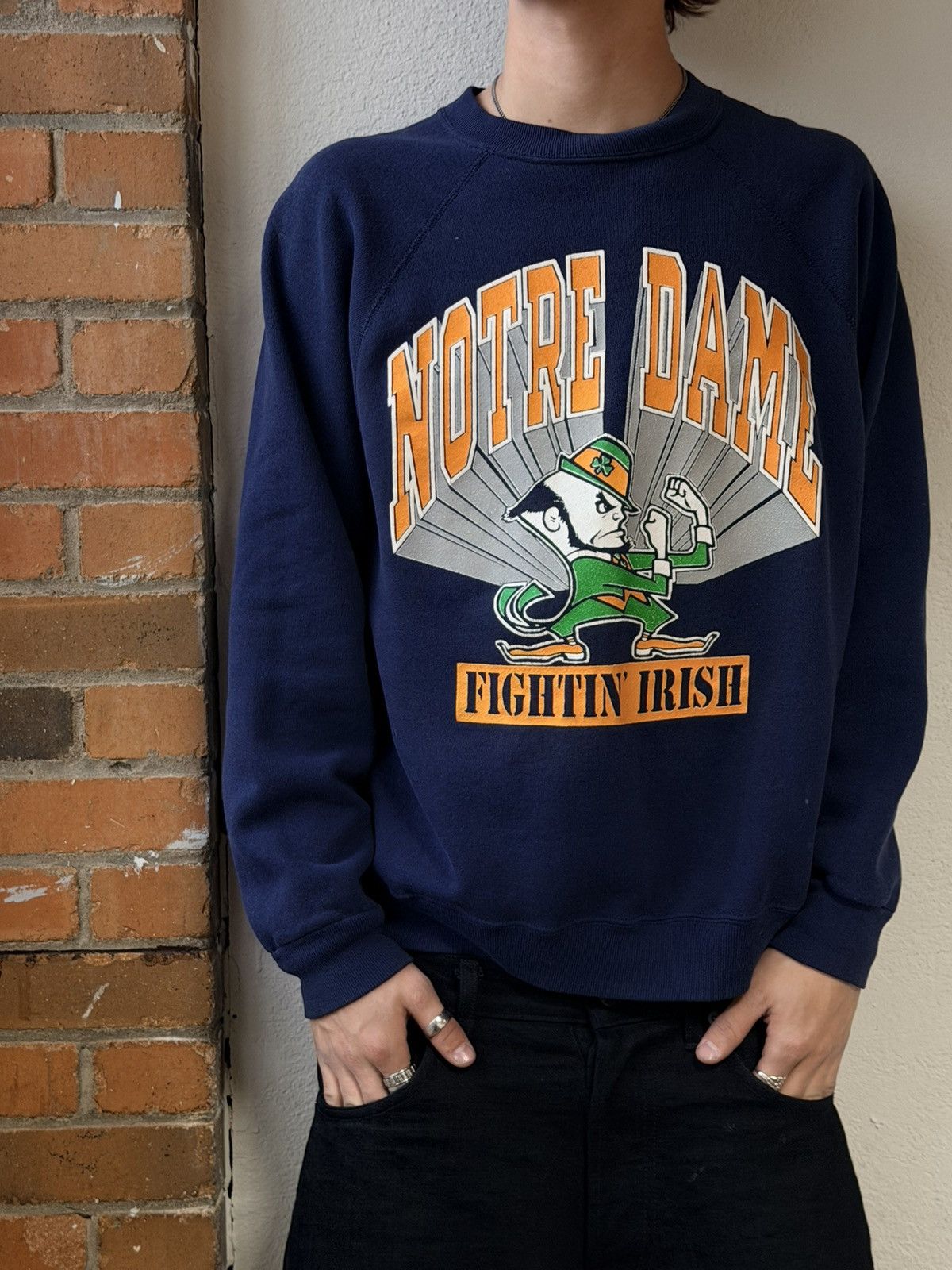 Vintage Vintage navy blue notre dame crewneck Size US M / EU 48-50 / 2 - 1 Thumbnail