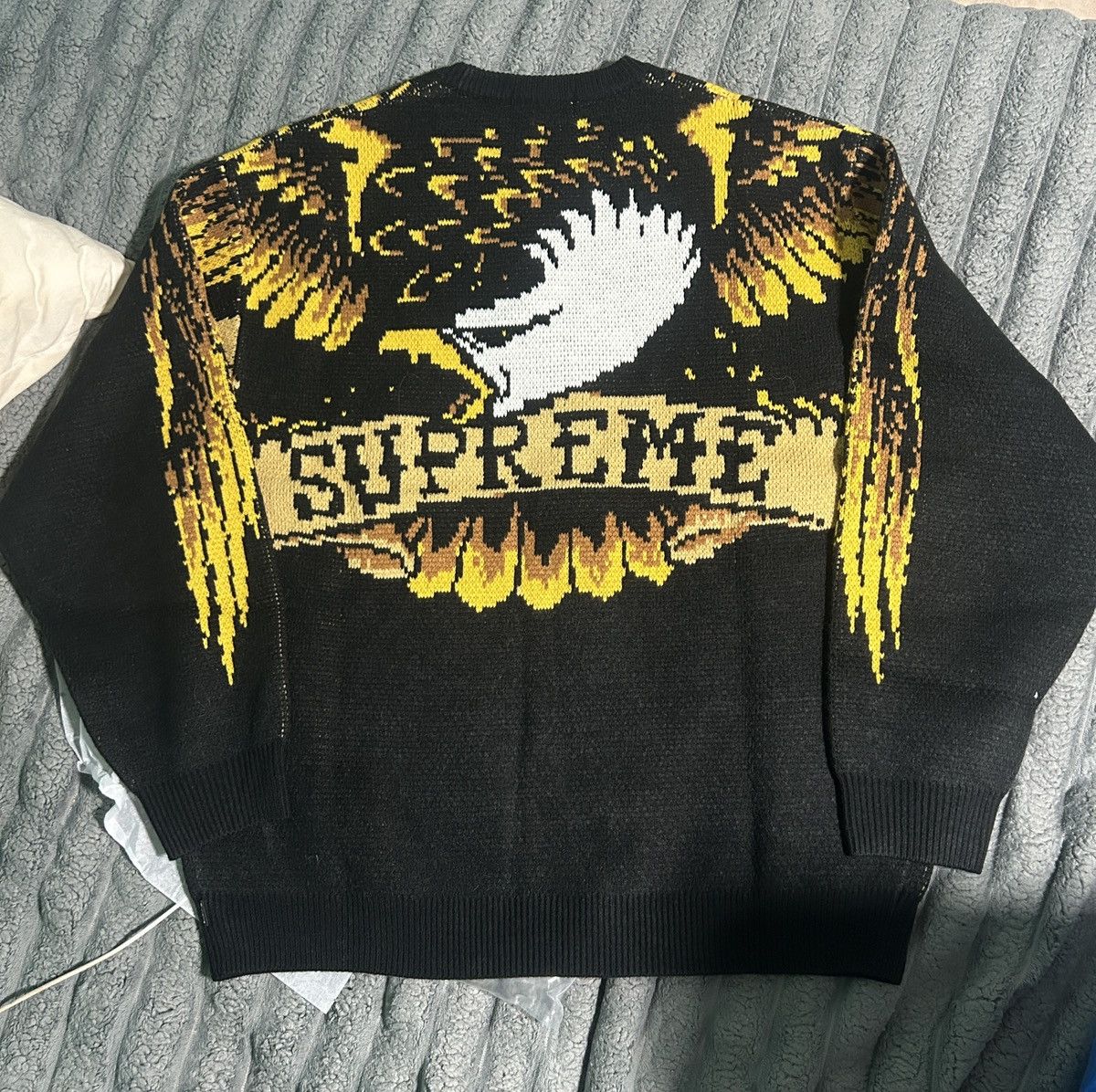 Supreme Supreme Flocked Logo Sweater | Grailed