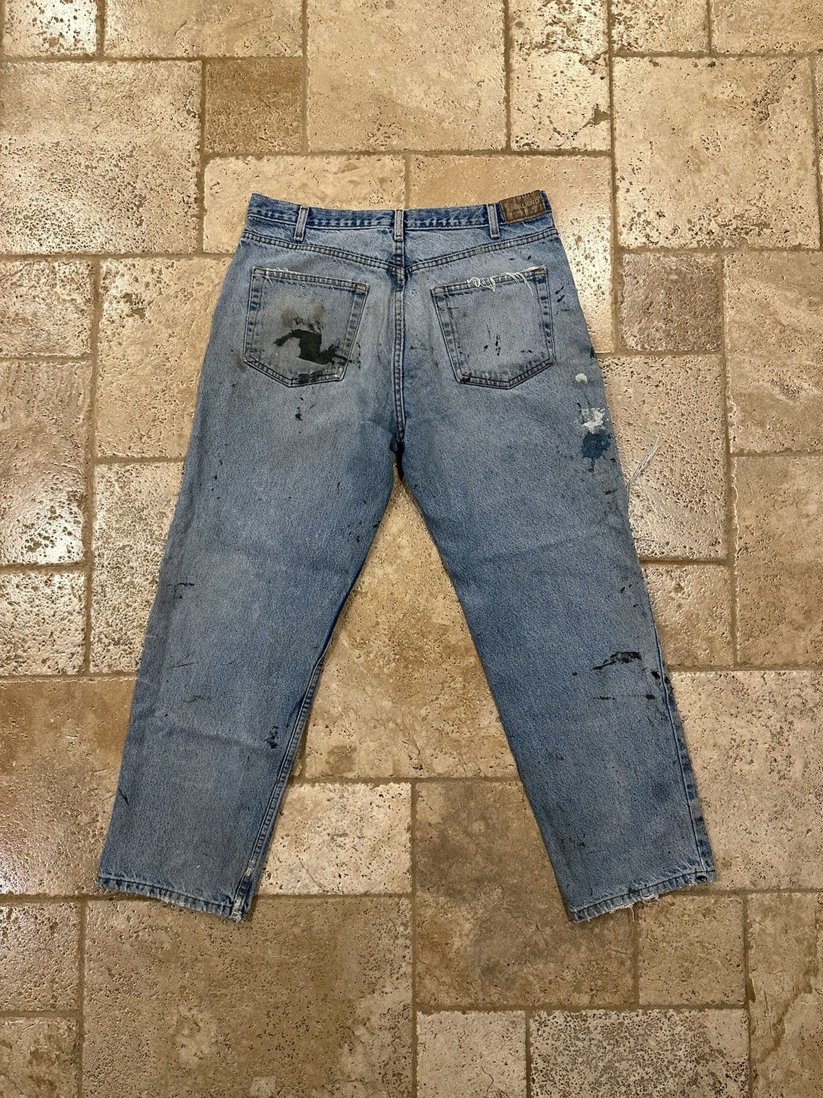 Kirkland Signature × Vintage Vintage Kirkland Distressed Blowout Painter Blue Denim Jeans Size US 36 / EU 52 - 2 Thumbnail