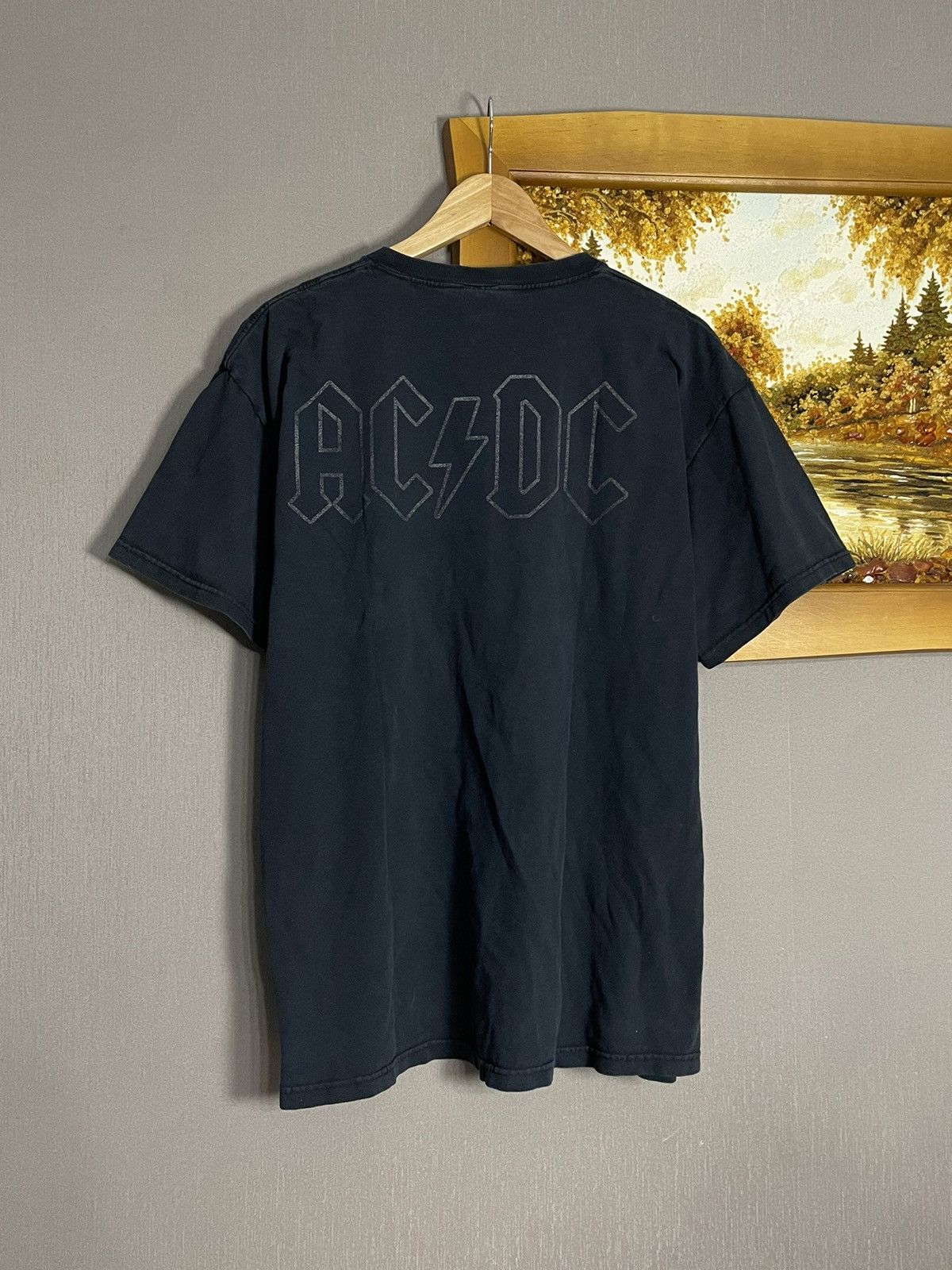 Fruit Of The Loom Vintage AC DC Flame Logo Faded Graphic T-shirt Band Size US XL / EU 56 / 4 - 7 Thumbnail