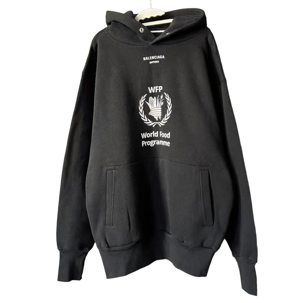 image of Balenciaga World Food Programme Black Hoodie, Men's (Size XS)