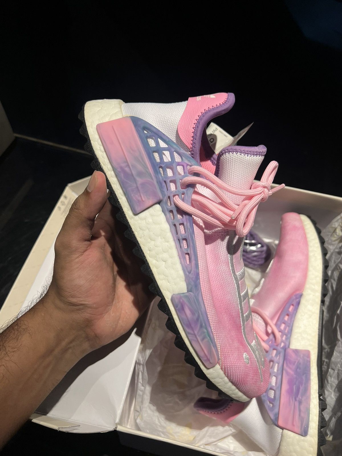 Adidas × Pharrell Adidas Human Race Pharrell Holi (Pink Glow) Size US 8.5 / EU 41-42 - 3 Thumbnail