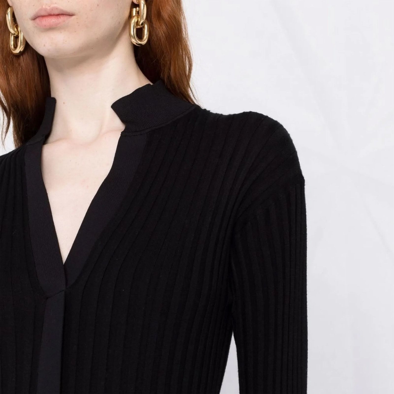 Proenza Schouler PROENZA SCHOULER Wide Ribbed Silk-Cashmere Midi Dress Black Size S / US 4 / IT 40 - 3 Thumbnail