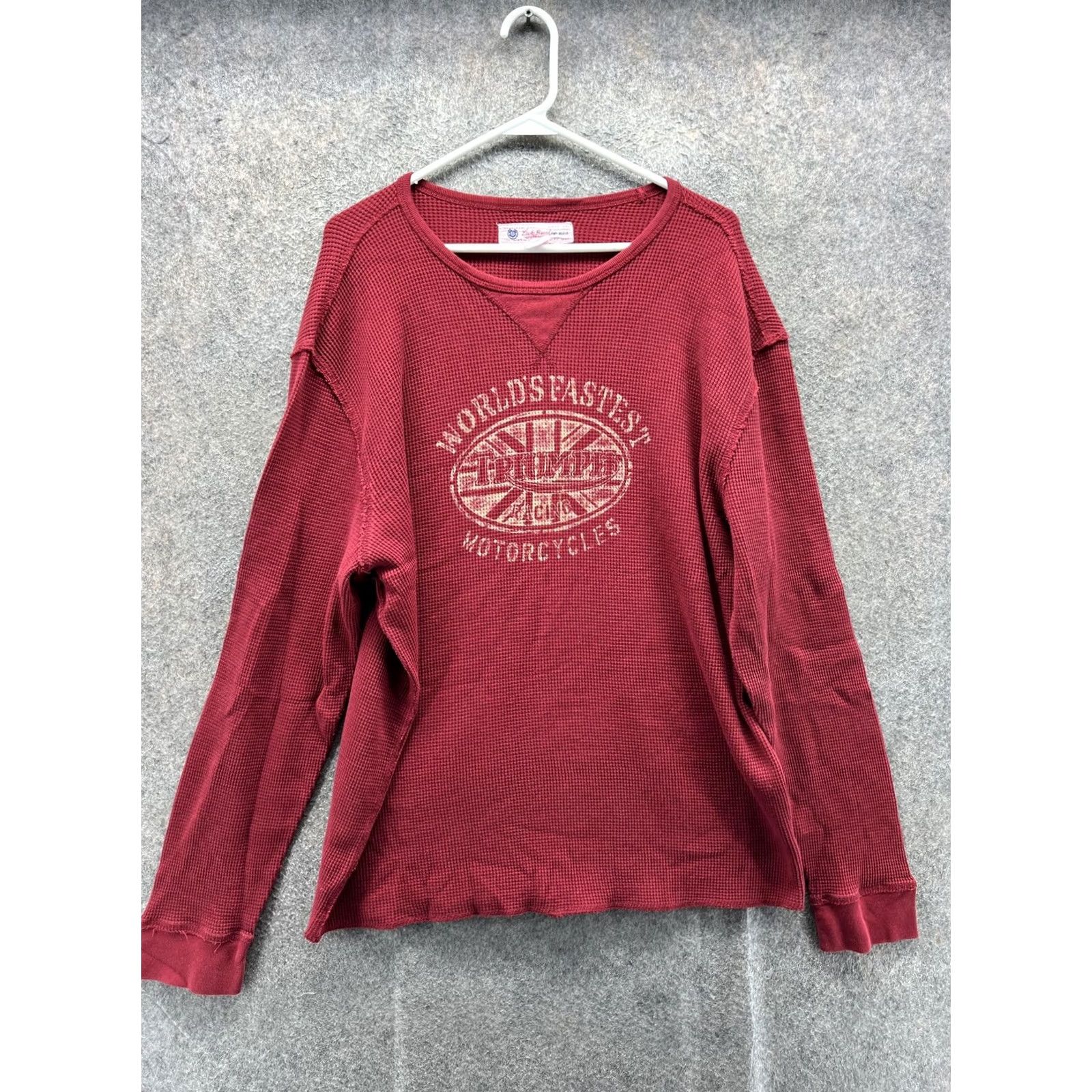 Lucky Brand Lucky Brand Shirt Mens 2XL Red Thermal Triumph Motorcycles Long Sleeve Tee Size US XXL / EU 58 / 5 - 2 Thumbnail