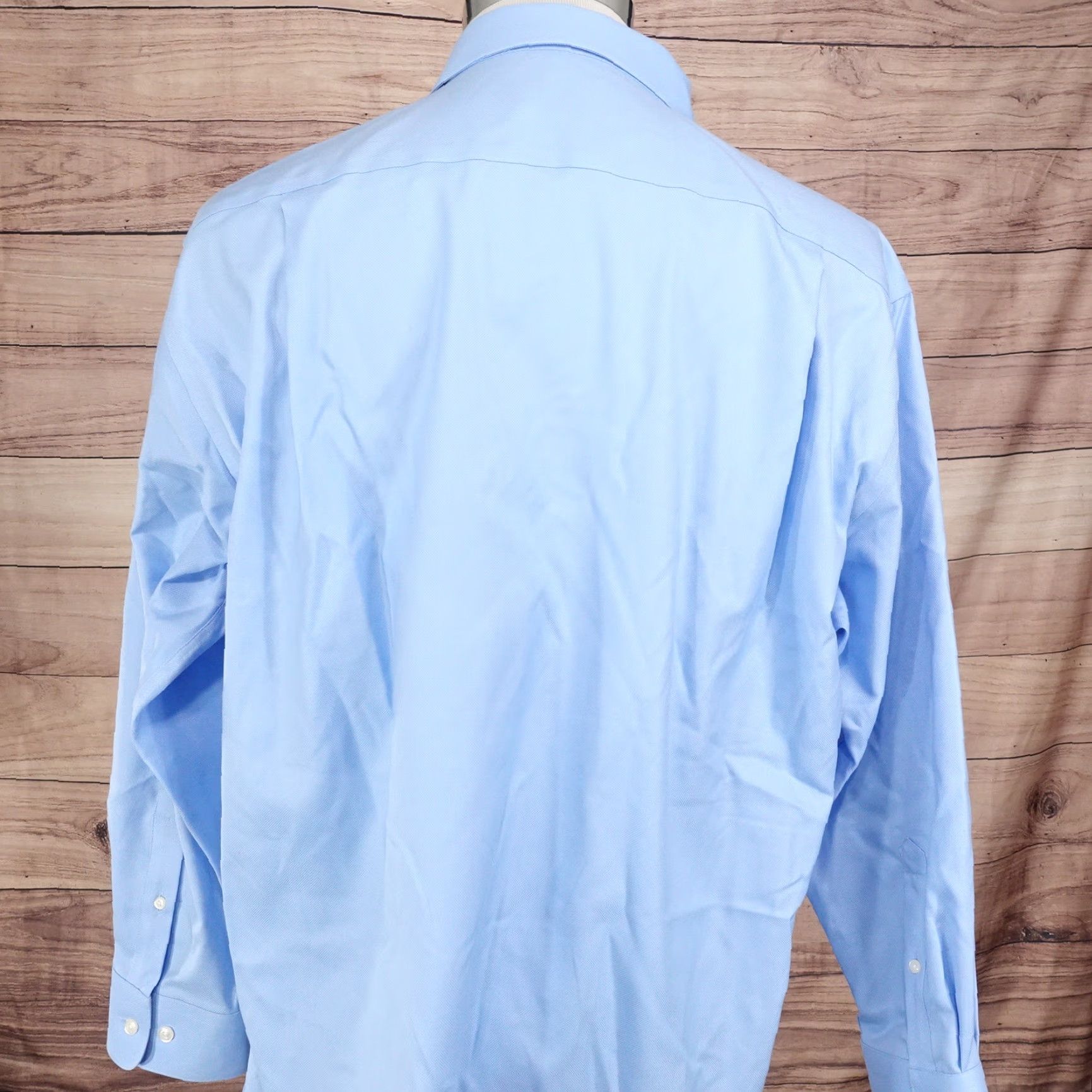 Pronto Uomo PRONTO UOMO NON-IRON BLUE DRESS SHIRT MENS 17.5 REGULAR LONG SLEEVE BUTTON DOWN Size 46R - 4 Thumbnail