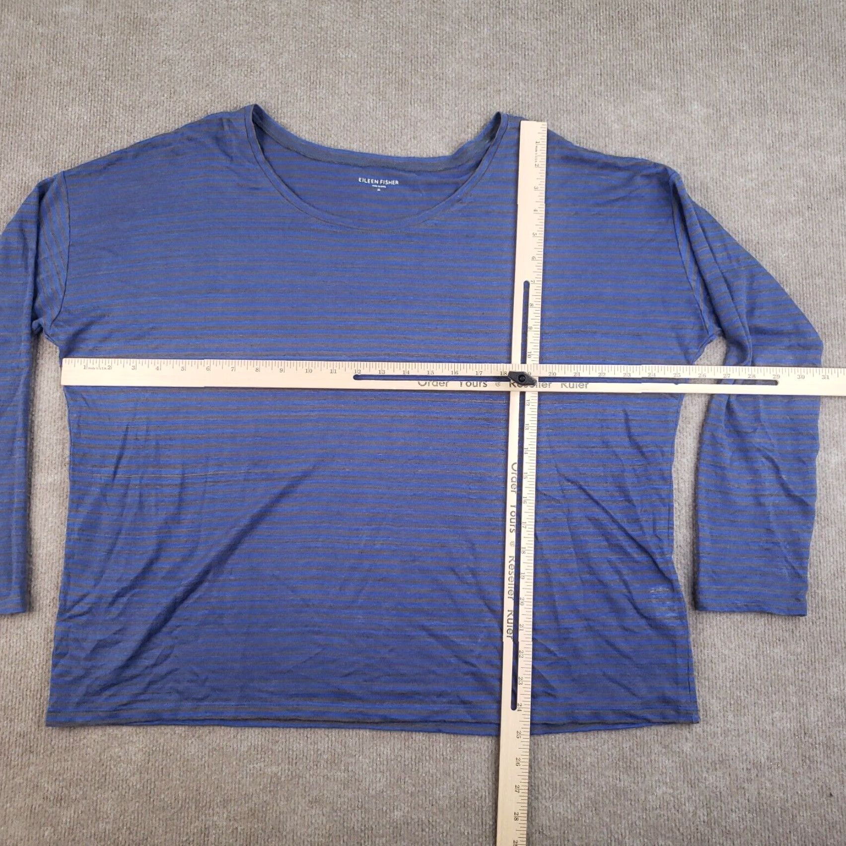 Eileen Fisher Eileen Fisher Linen Pullover Shirt Womens Medium Blue Striped Long Sleeve Casual Size M / US 6-8 / IT 42-44 - 2 Thumbnail