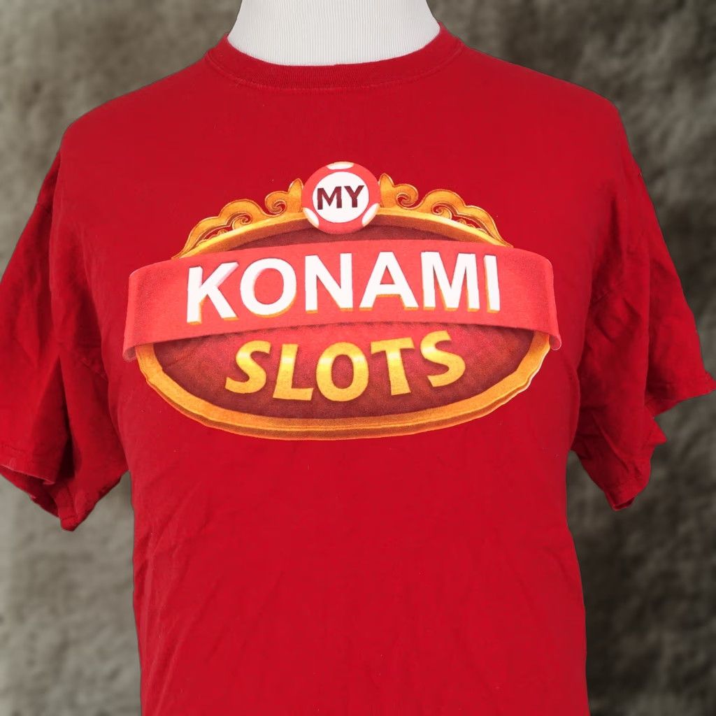 Port & Company VINTAGE MY KONAMI SLOTS REWARDS CASINO RED TSHIRT SIZE 2XL Adult Unisex Cotton Crew Neck Short Sleeve Regular Fit - Mens Womens Boys Girls Size US XXL / EU 58 / 5 - 1 Thumbnail