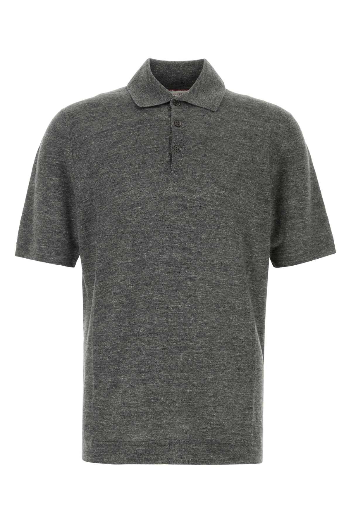 Brunello Cucinelli Melange Dark Grey Linen Blend Polo Shirt Size US L / EU 52-54 / 3 - 1 Thumbnail