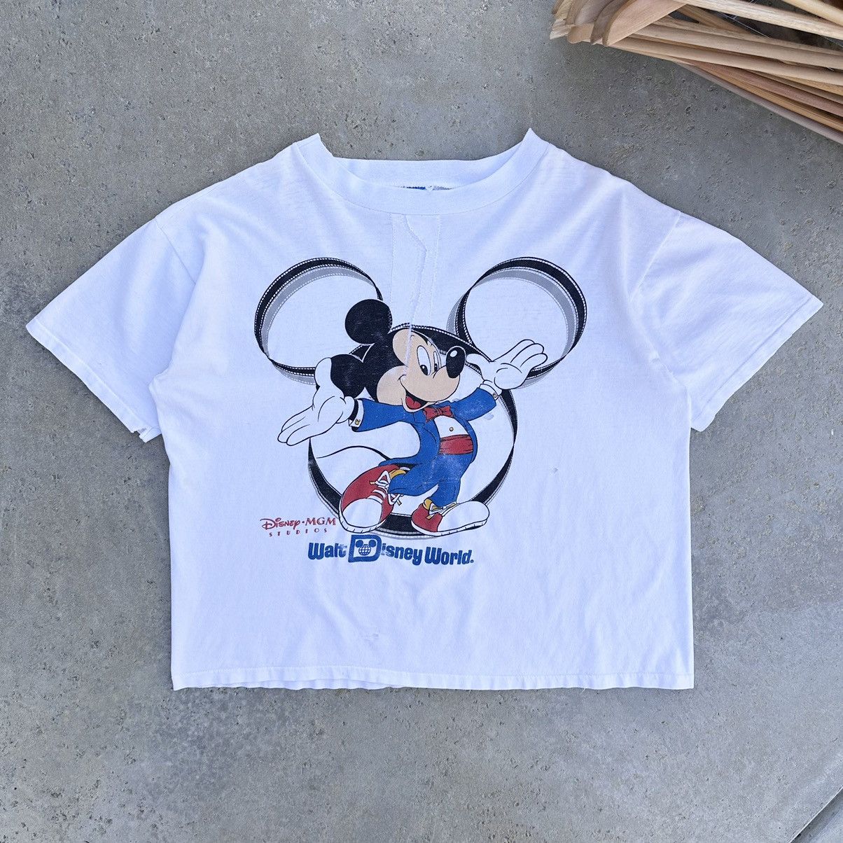 Disney Vintage 80’s Disney World Mickey Mouse Repaired Graphic Tee Size US XL / EU 56 / 4 - 1 Thumbnail
