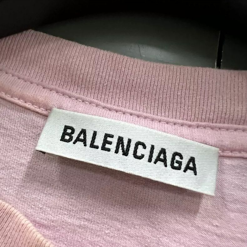 Balenciaga Balenciaga Pink Small Logo Print Short Sleeve Size US XS / EU 42 / 0 - 3 Thumbnail