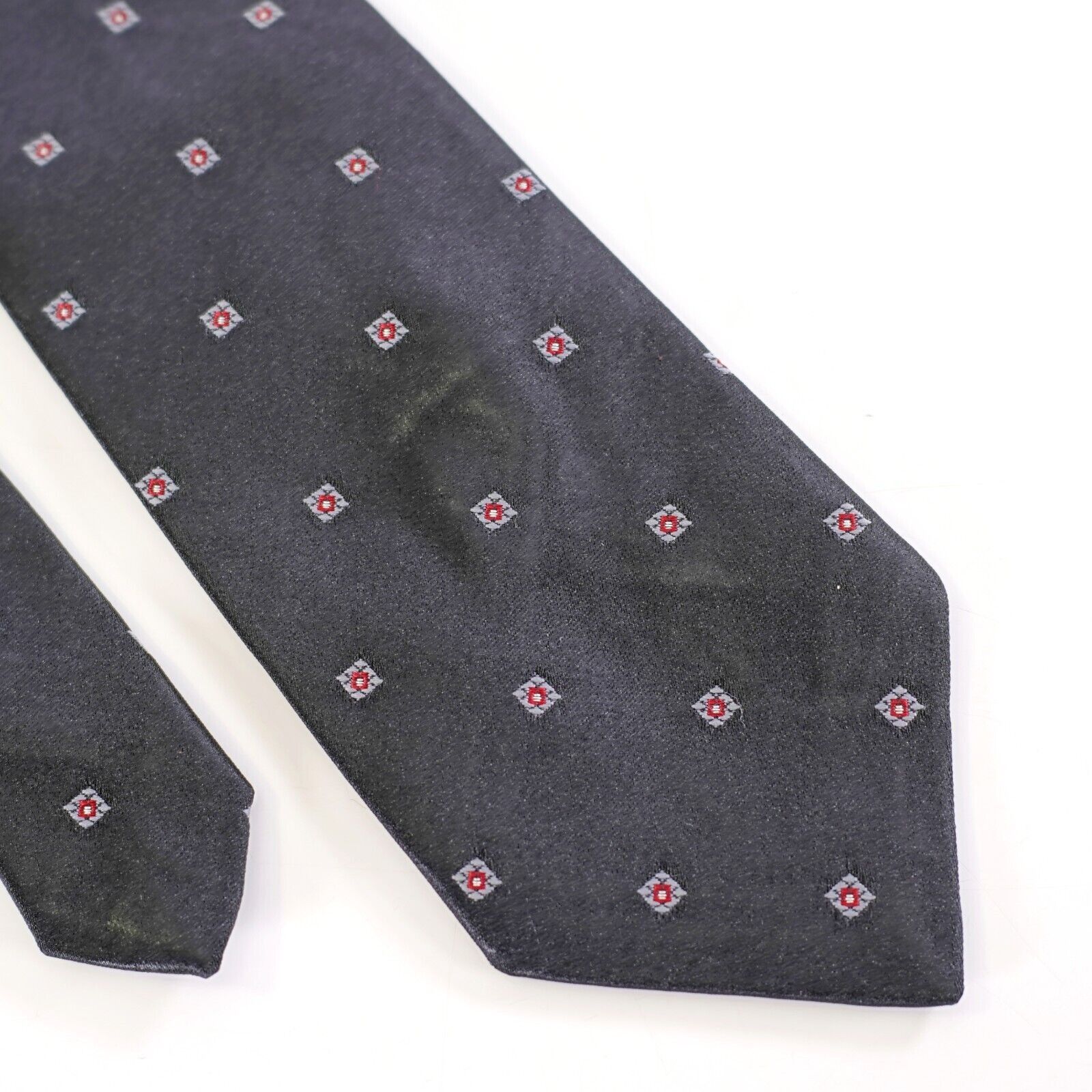 Vintage Surrey Polyester Silk Black Geometric Short Skinny Tie Size ONE SIZE - 1 Thumbnail