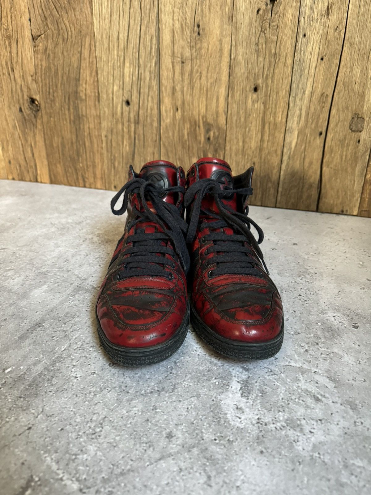 Gucci Gucci ‘GG’ Logo Black/Red High-Top Sneakers Size US 9.5 / EU 42-43 - 2 Thumbnail