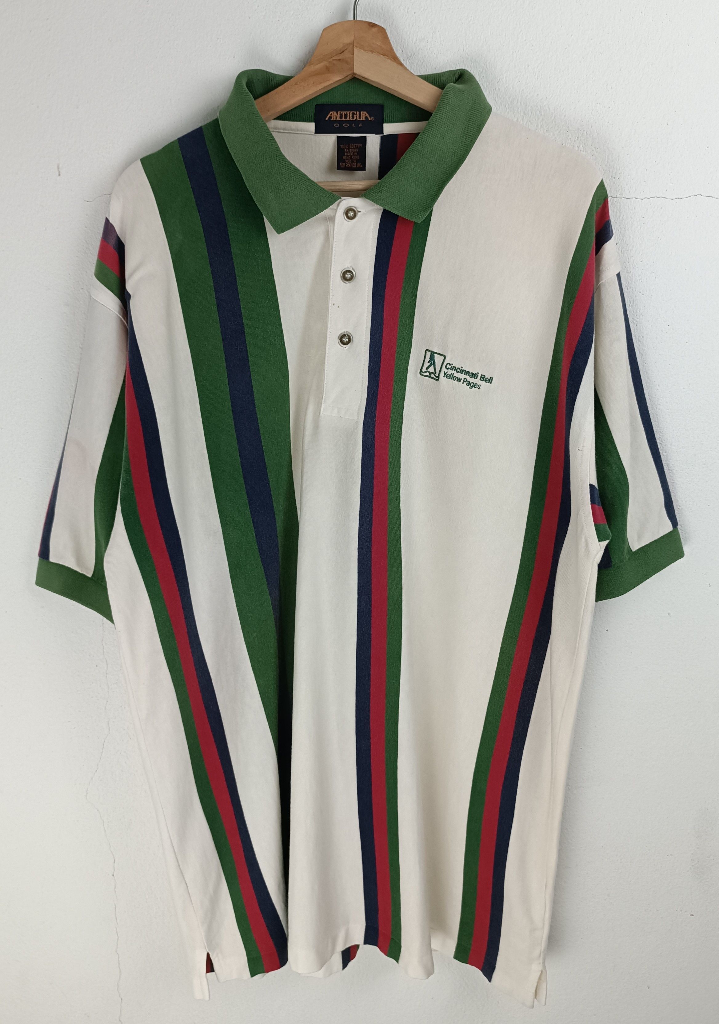 Antigua VINTAGE 90'S ANTIGUA CINCINNATI BELL STRIPE POLO TEE RARE Size US XL / EU 56 / 4 - 3 Thumbnail