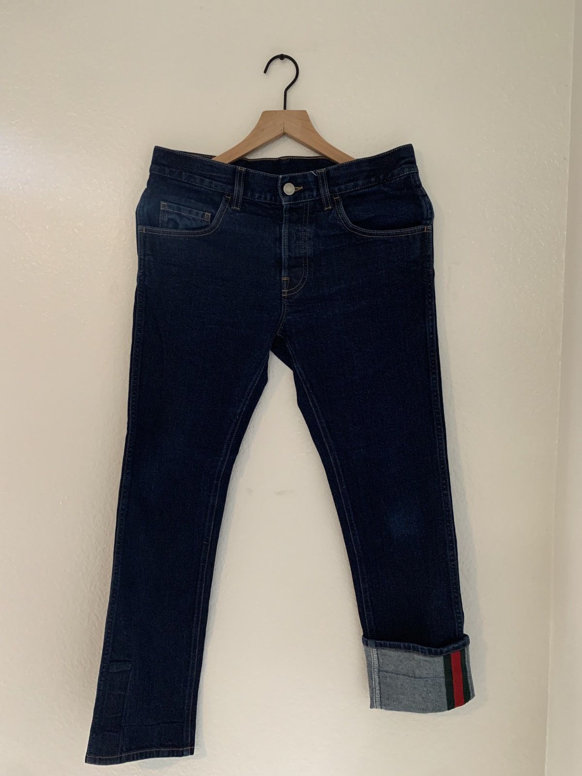 Image of Gucci Dark Denim Jeans in Dark Blue, Men's (Size 31)