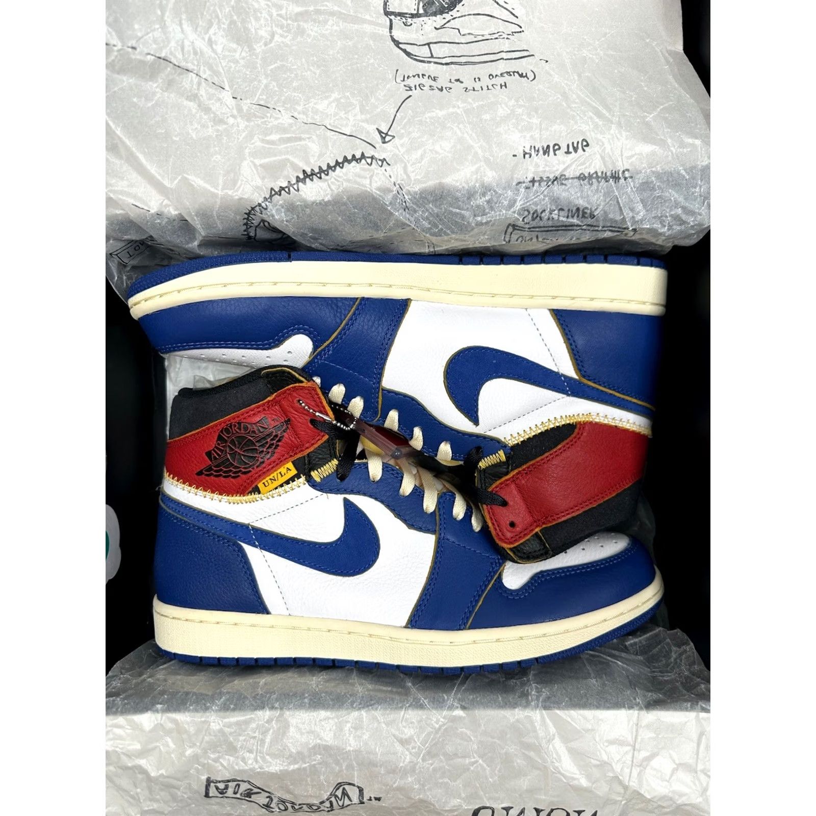 Jordan Brand VINTAGE? Nike Jordan 1 Retro High x Union Storm Blue 2018 Mens 10 Brand New DS With Receipt Size US 9 / EU 42 - 2 Thumbnail