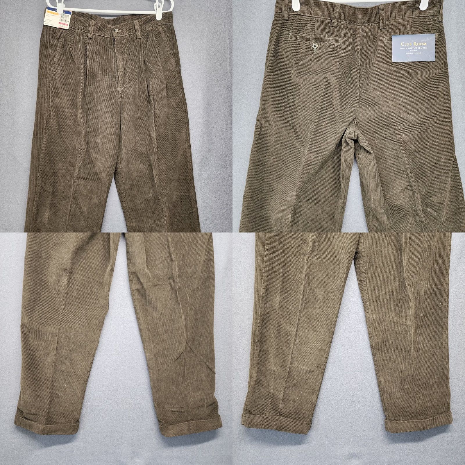 Club Room VINTAGE Club Room Corduroy Pants Men 33x30 Brown 11 Wale Double Pleated Pants Mens Corduroy Brown 11 Wale Vintage Y2K NEW Size US 33 - 9 Thumbnail