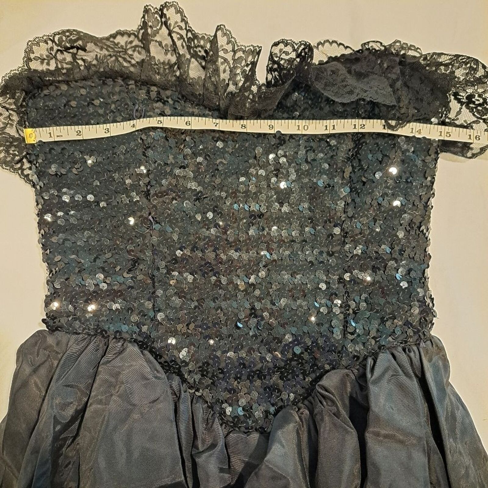 Other Vintage Loralie made in USA black sequin lace 80s dress 10 Size L / US 10 / IT 46 - 13 Thumbnail
