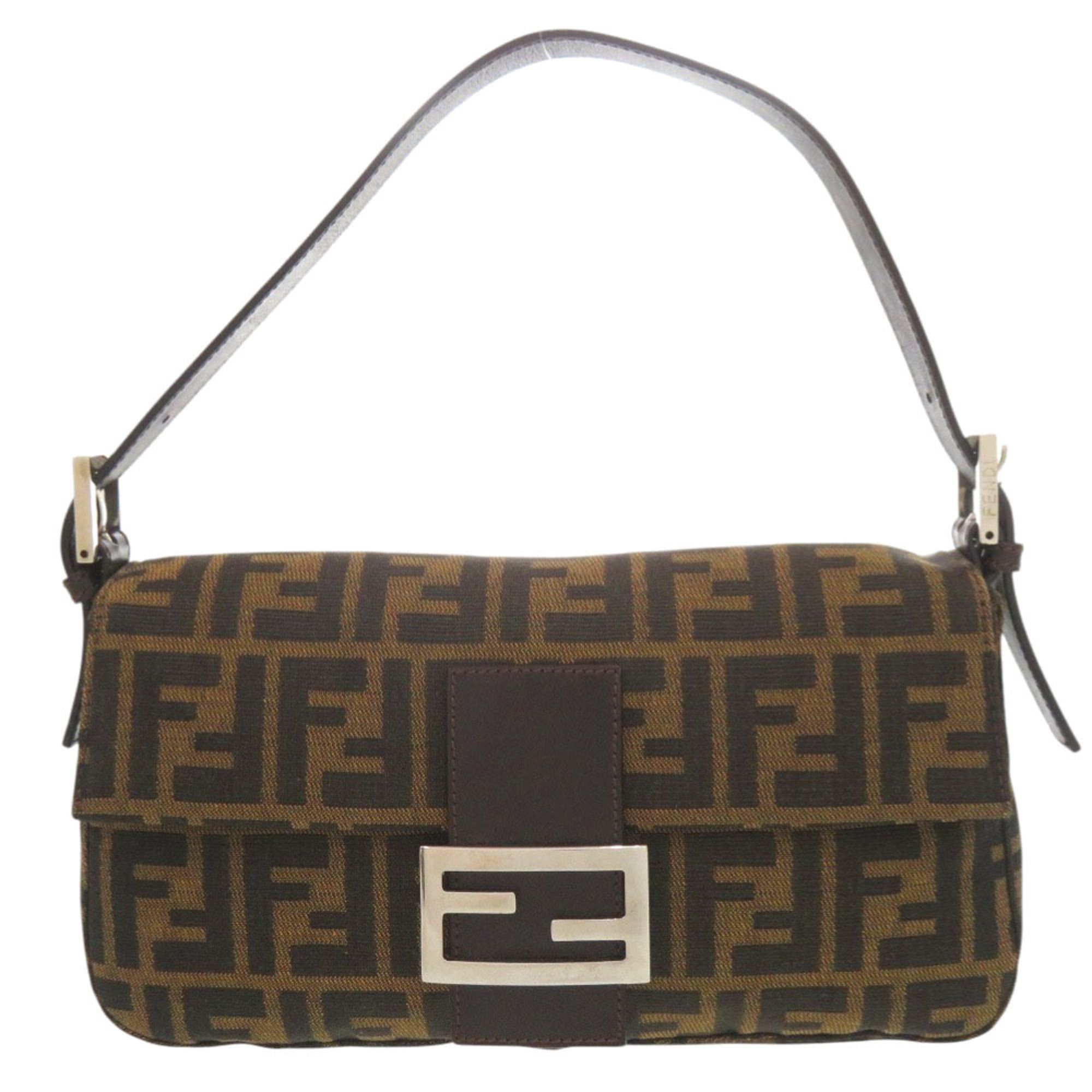 Fendi Excellent condition Fendi Zucca pattern Mamma Bucket 2305 26424 handbag in brown leather and nylon jacquard with silver hardware. 0609FENDI Size ONE SIZE - 1 Thumbnail