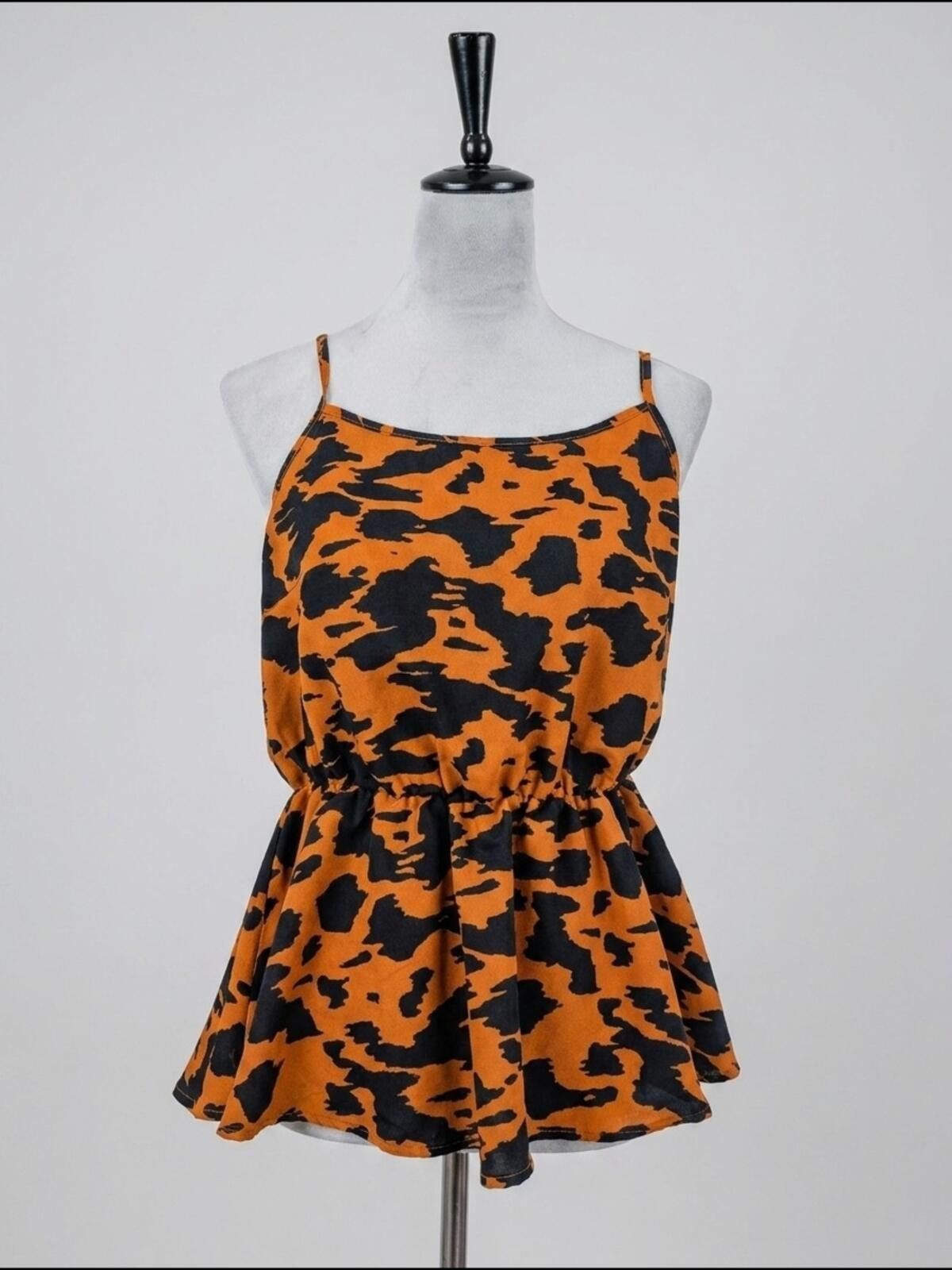 Shein SHEIN Animal Print Spaghetti Strap Peplum Cami Size L / US 10 / IT 46 - 1 Thumbnail