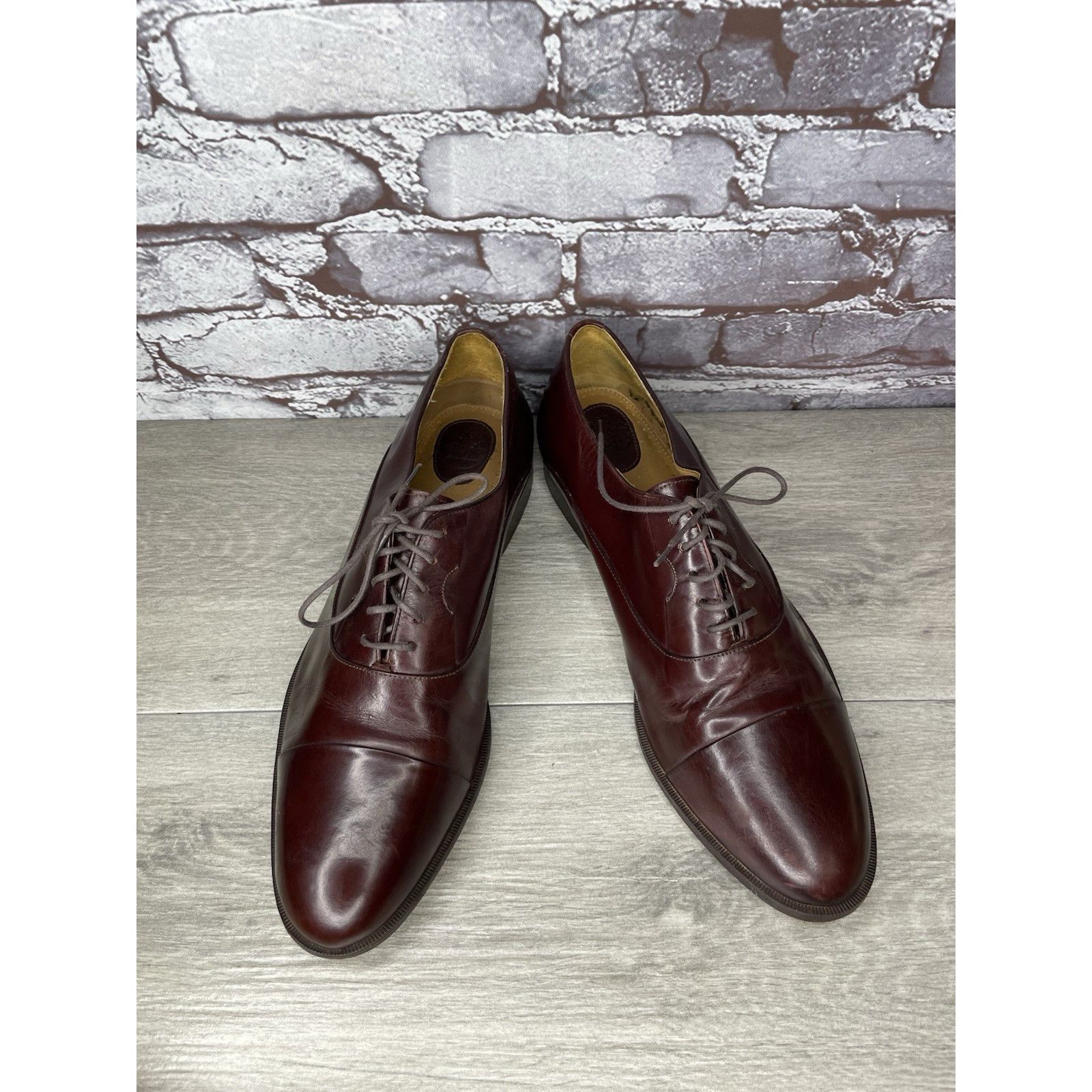 HARAGO Paragon Brown Leather Cap Toe Handmade Oxfords Lace Up Shoes Size US 11 / EU 44 - 2 Thumbnail