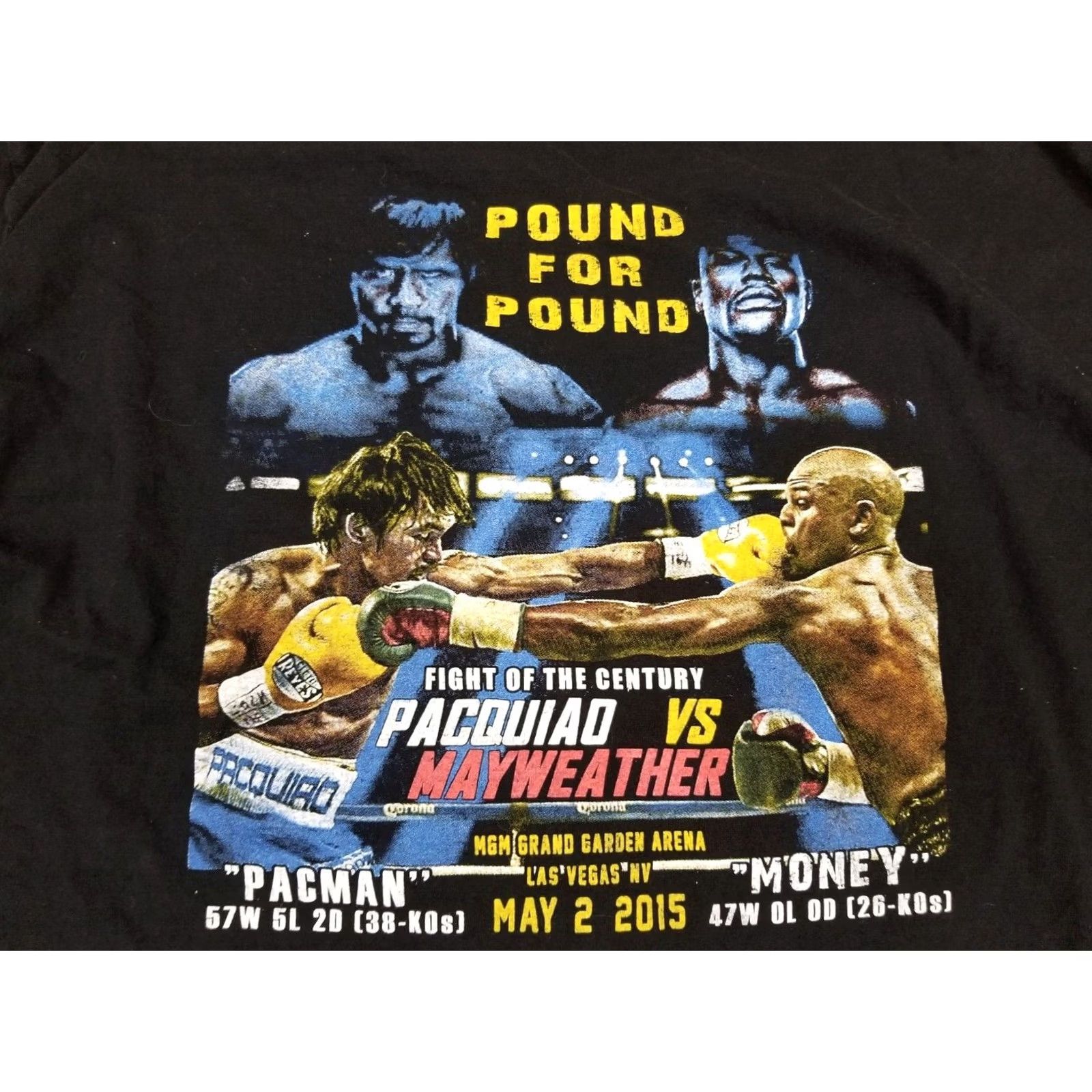 Vintage VINTAGE PAQUIAO VS MAYWEATHER BOXING FIGHT T-SHIRT SZ XXL 2 SIDE PRINT MEN T-Shirt Black 2015 Cotton Short Sleeve Round Neck Classic 2XL Mens Size US XXL / EU 58 / 5 - 5 Thumbnail