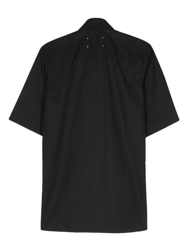 Maison Margiela NEW 38 Black Four Stitch Logo Pointed Collar Poplin Shirt Size US S / EU 44-46 / 1 - 2 Thumbnail