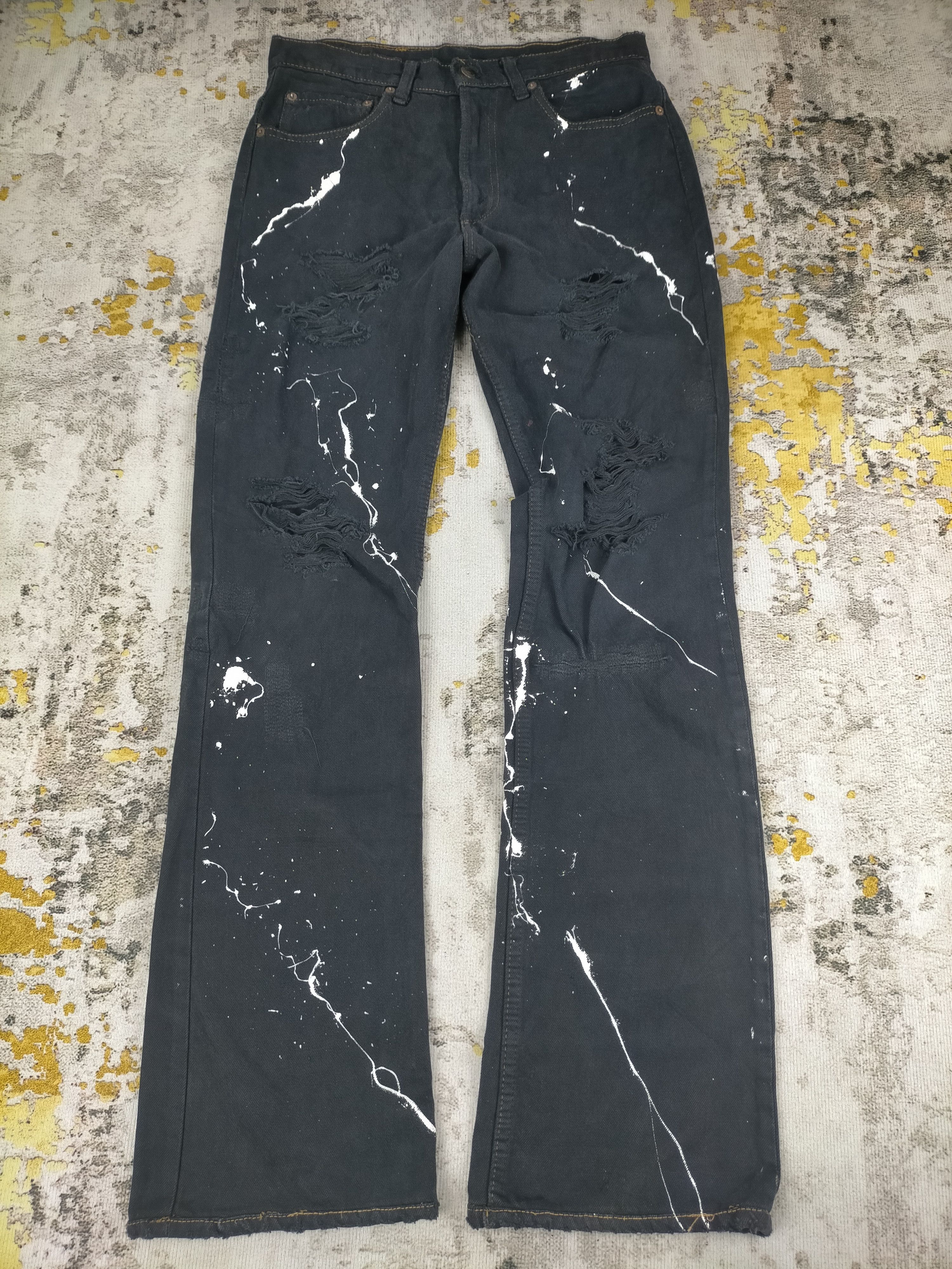 Levi's Rare 80s Levis 517 Trashed Splatter Distressed Flare Jeans Size US 30 / EU 46 - 1 Thumbnail