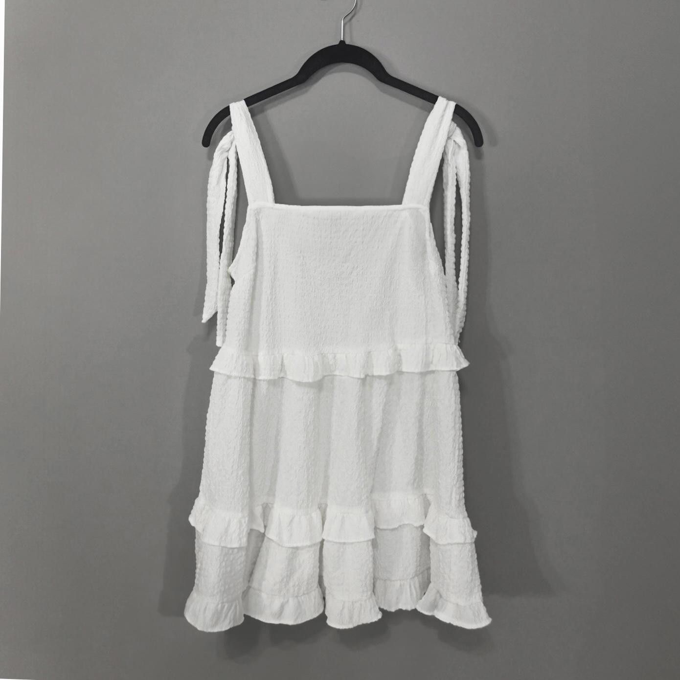 Asos Chic White Ruffled Sundress with Tie Straps Size XS / US 0-2 / IT 36-38 - 4 Thumbnail