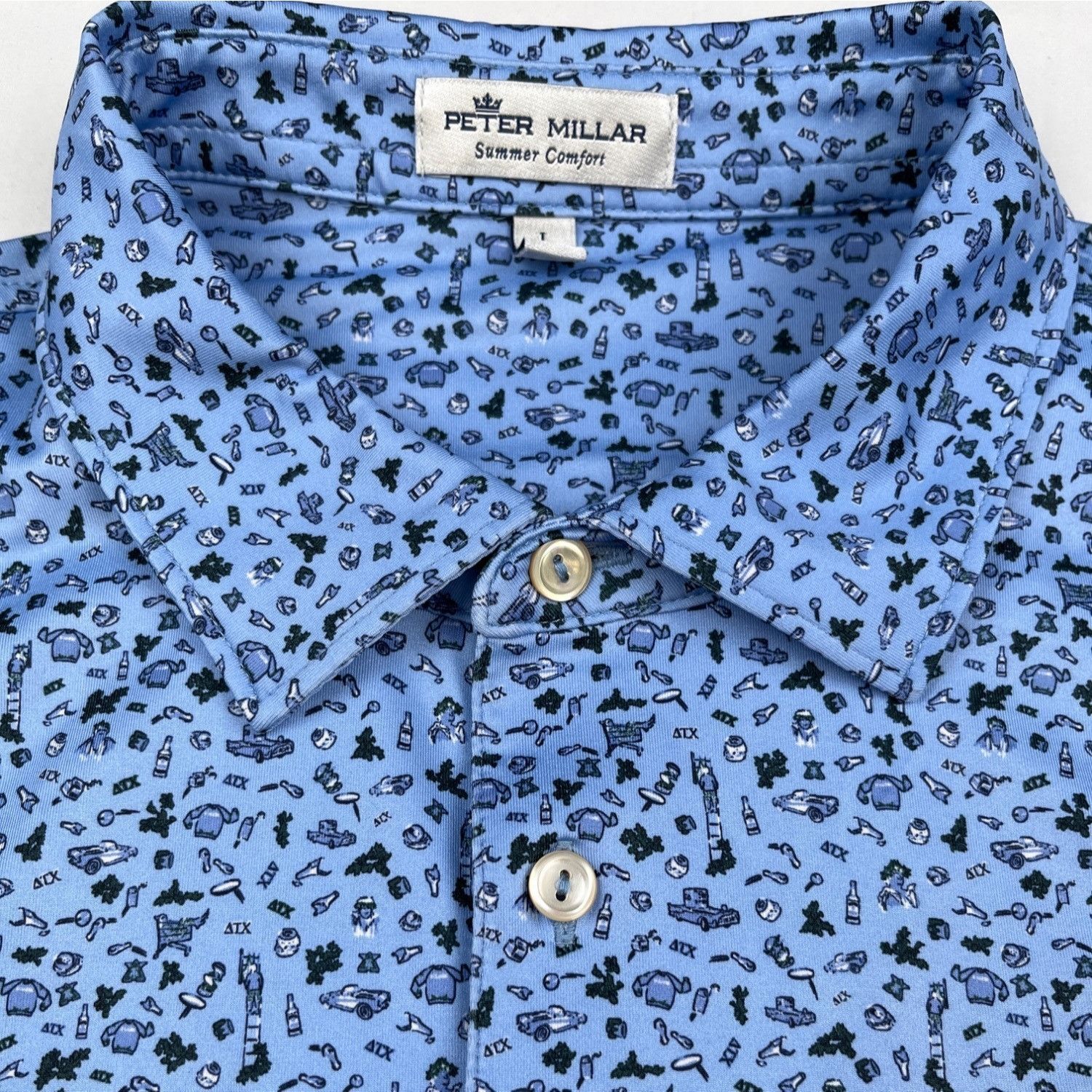 Peter Millar Peter Millar Summer Comfort Men's Blue Golf Shirt/Polo Sz L Size US L / EU 52-54 / 3 - 3 Thumbnail