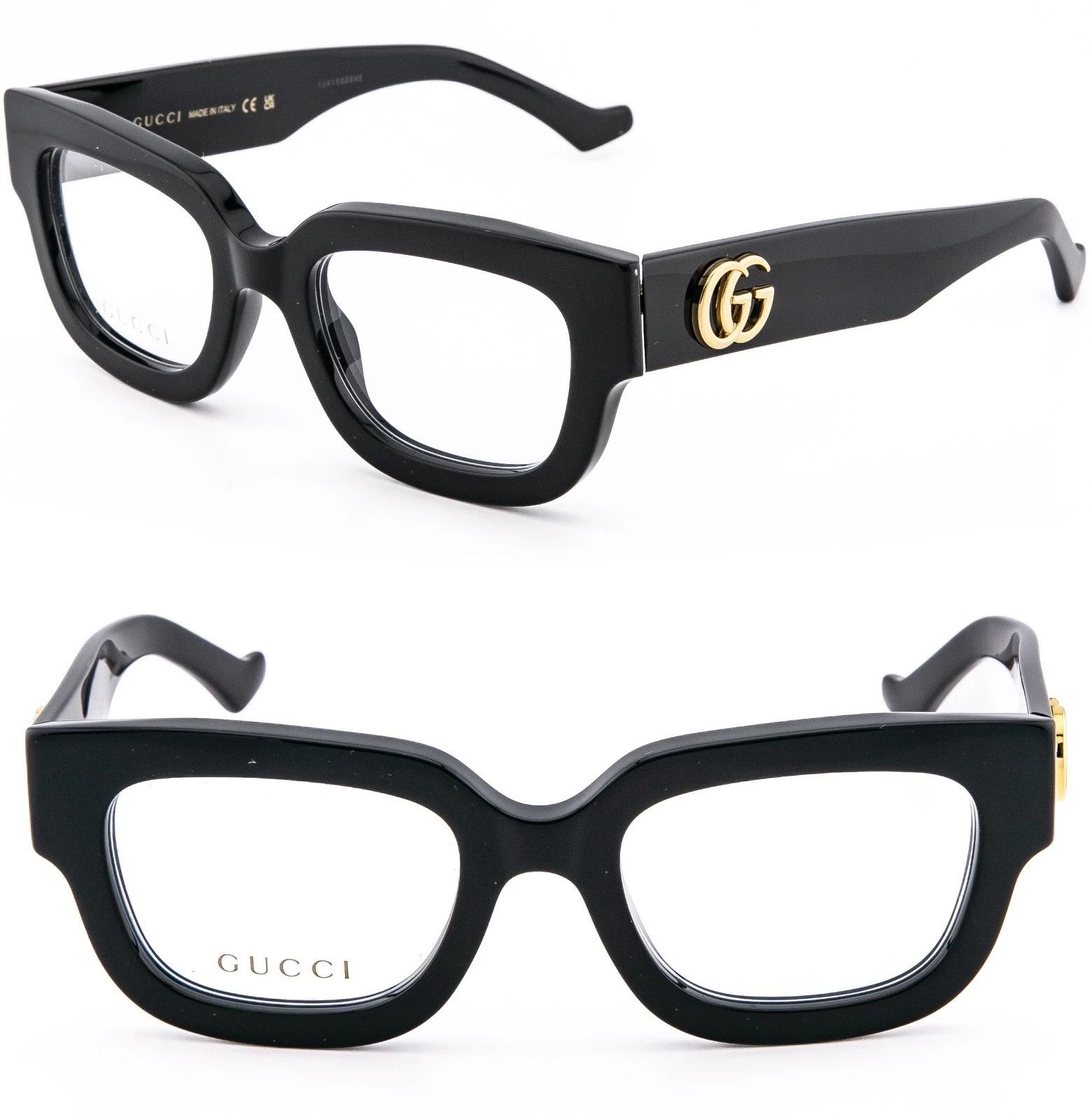 Gucci GUCCI GG1548O 1548 Black GG Gold Logo Bold Eyeglass 001 Size ONE SIZE - 1 Thumbnail