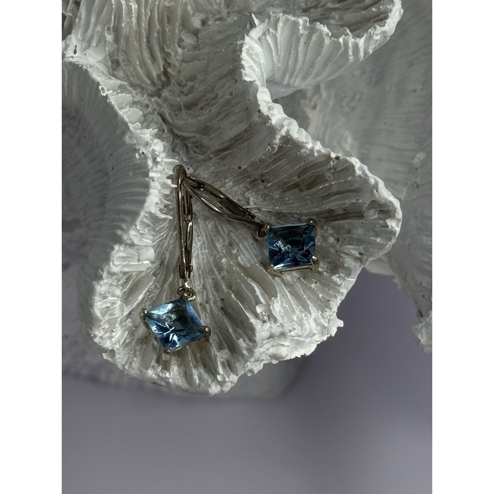 Jewelry SHINY 925 STERLING SILVER TOPAZ EARRINGS LENGTH 1 INCH Size ONE SIZE - 5 Thumbnail