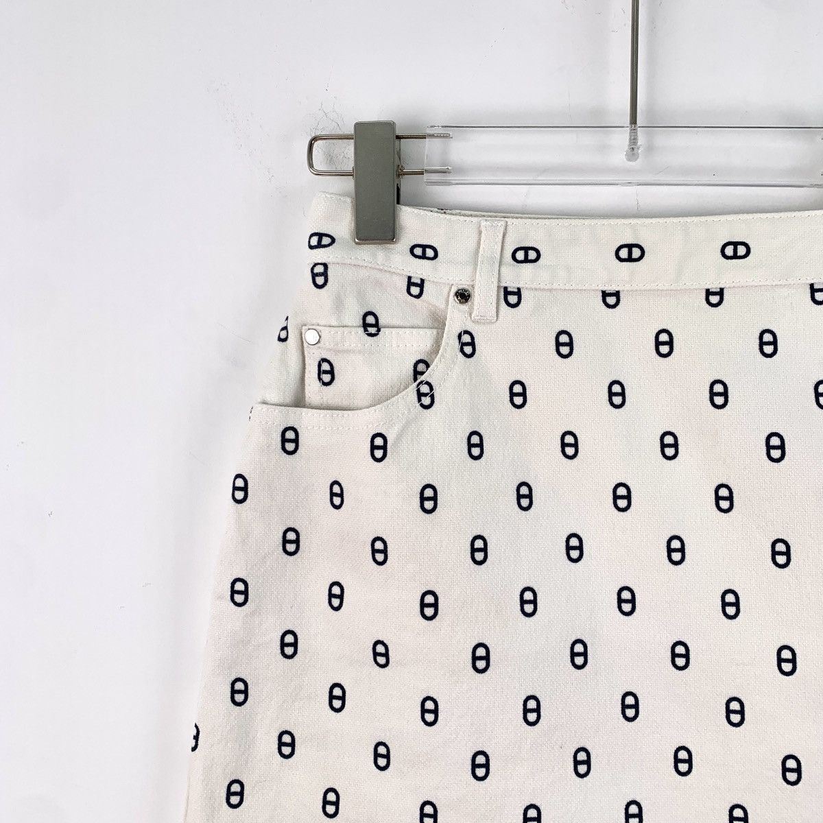 Hermes Hermes 23 collection white pig-nose printed denim skirt Size 26" / US 2 / IT 38 - 3 Thumbnail
